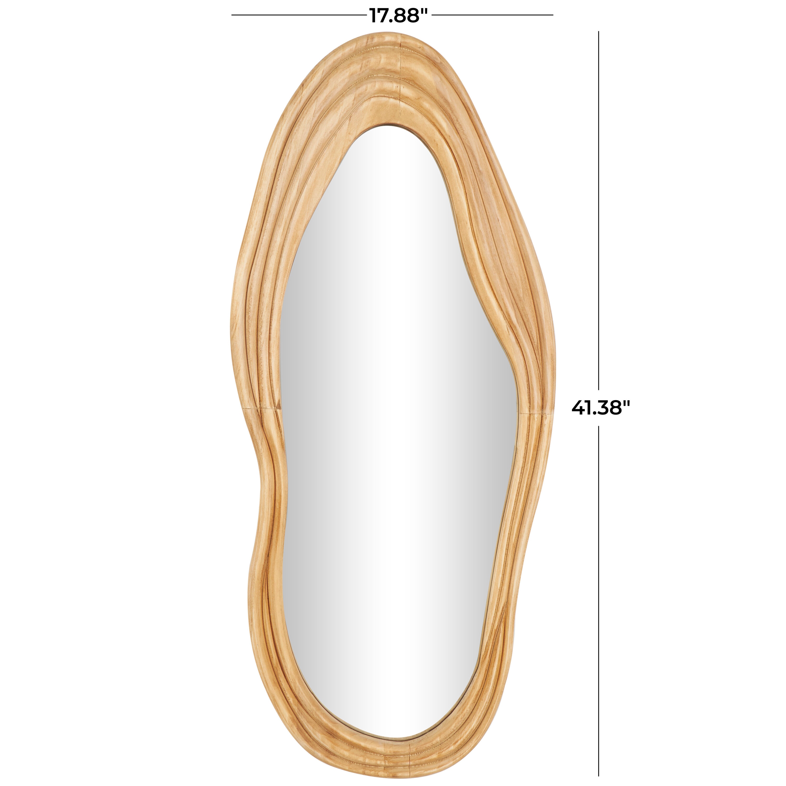 Asymmetrical Natural Brown Wood Full Length Mirror