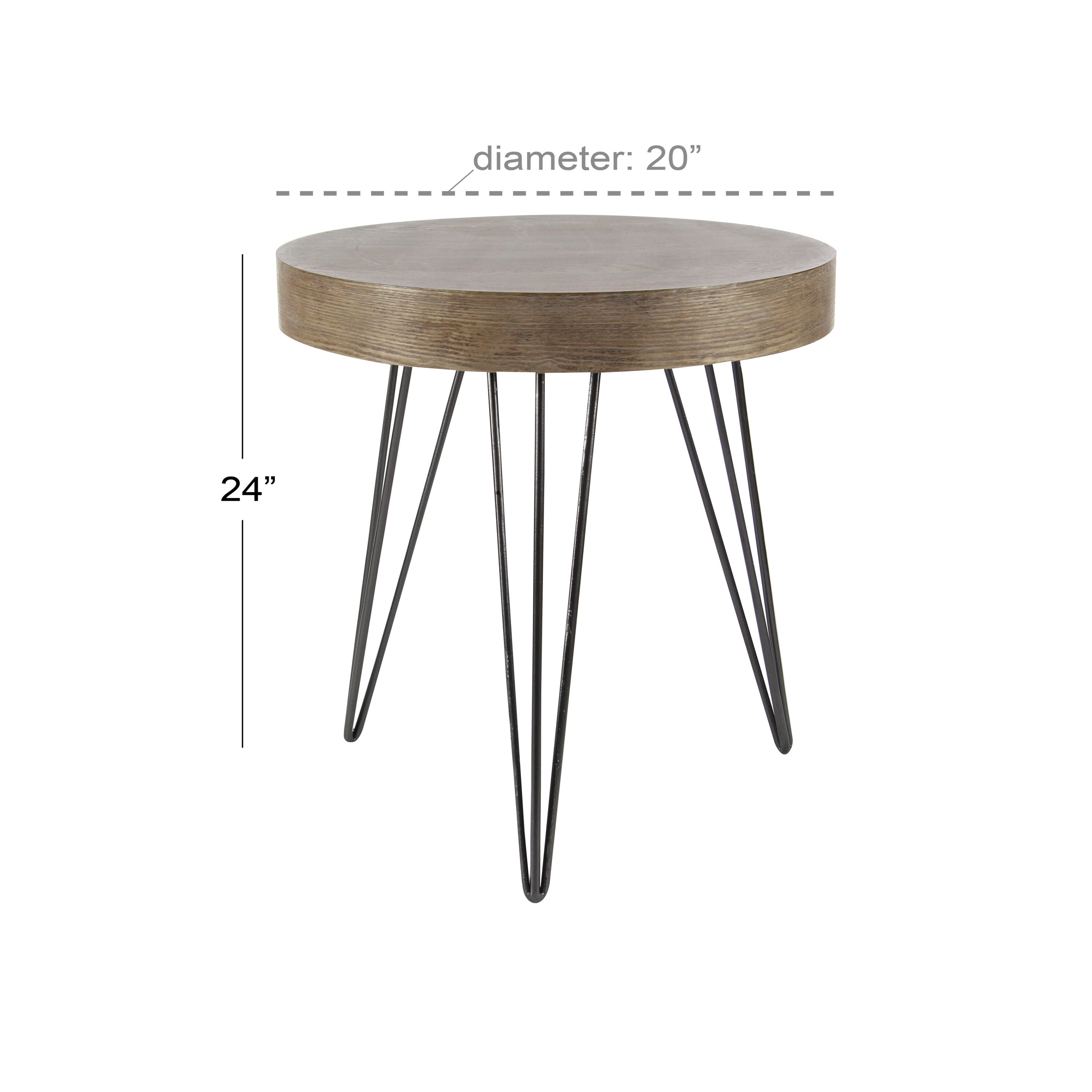 Elegant Round 20" Wood and Metal Accent Table in Brown