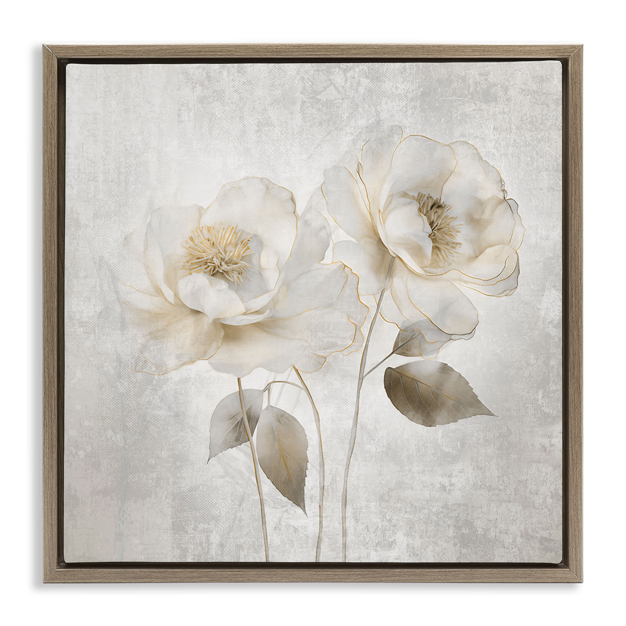 Stupell Industries BS-274-FFE-24X24 Contemporary Muted Blossoms Floating Frame design by Irene Weisz
