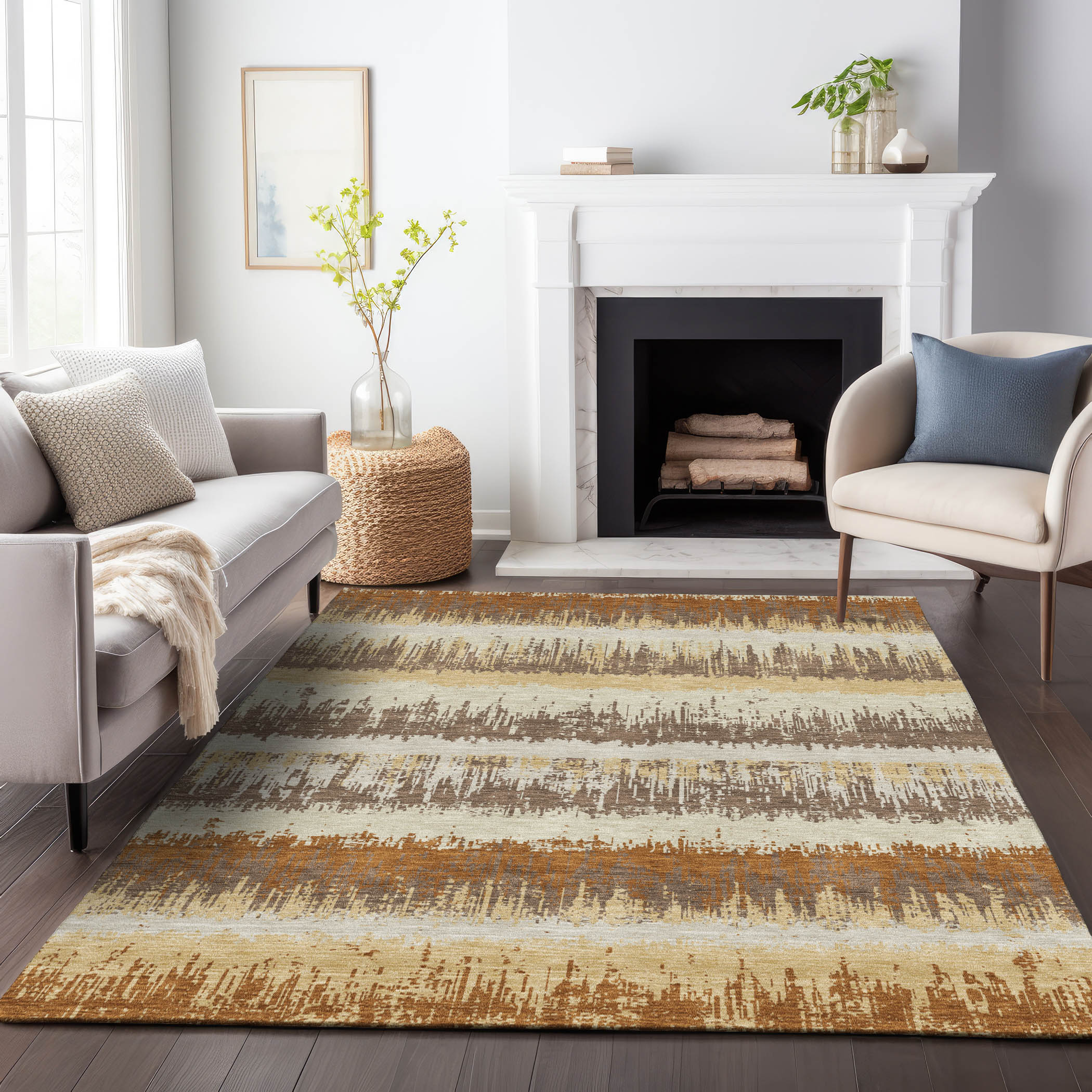Addison Rugs ACN1013MO8X10 Chantille ACN1013MO 8 x 10 (ft) Polyester Mocha Rectangular Indoor/Outdoor Geometric Machine washable Area rug