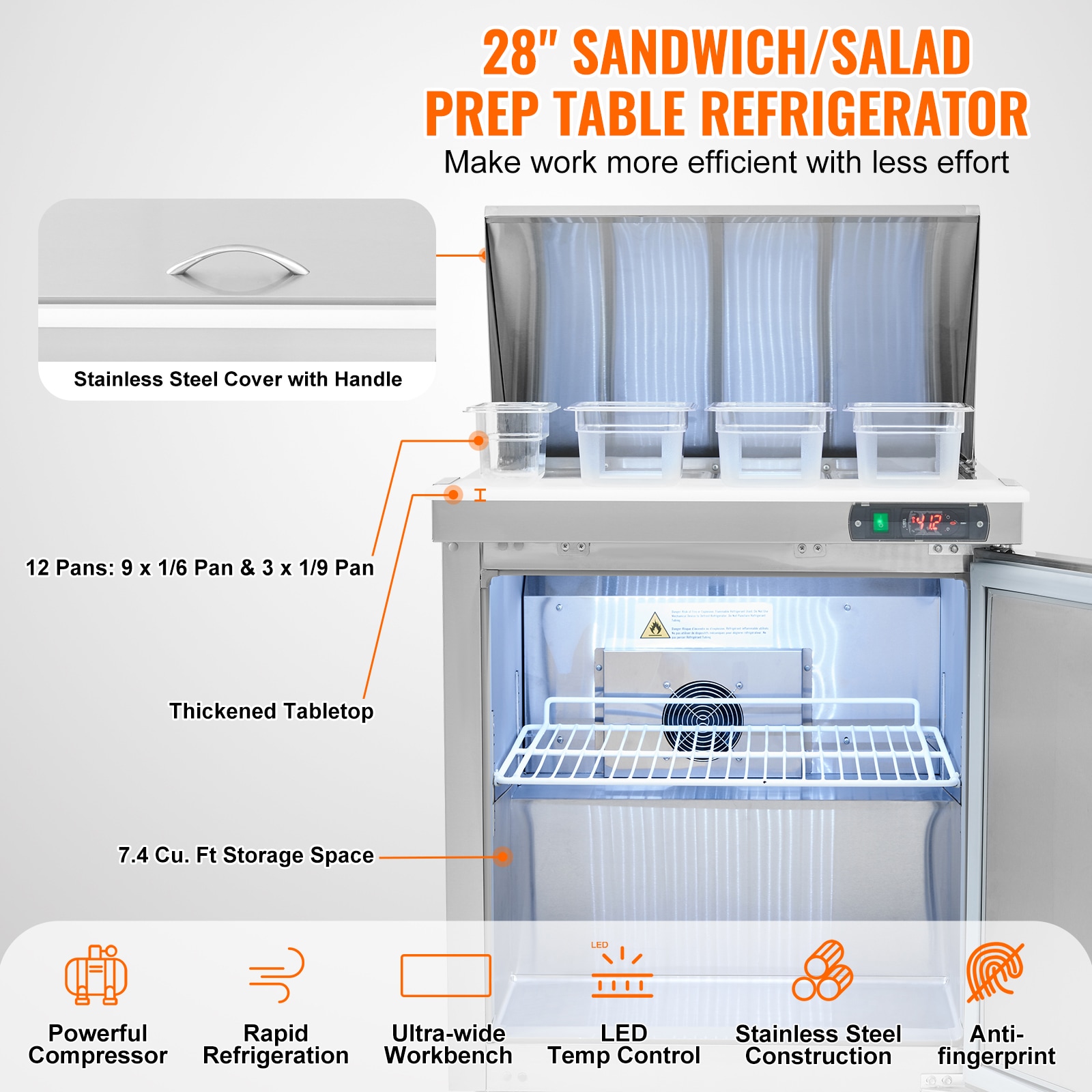 VEVOR F74CUFT28INCH8YKVV1 Refrig-Prep-Tables - View #5