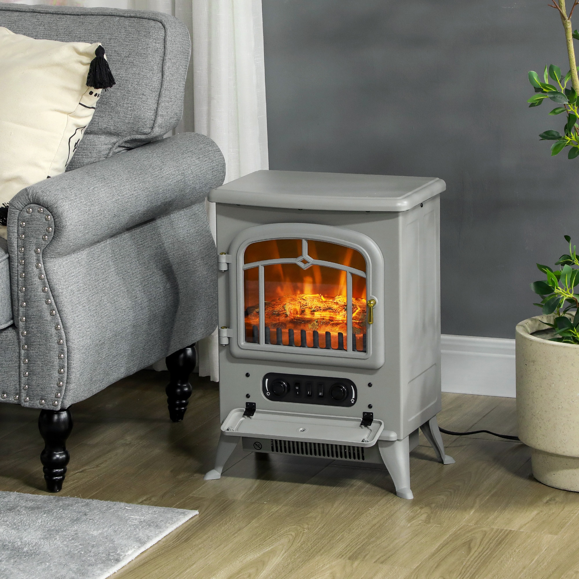 BABOOM 16.3 W gray Free standing Infrared quartz Corner or flat wall Electric Fireplace with Remote Control Included #BOM-P164927-CO