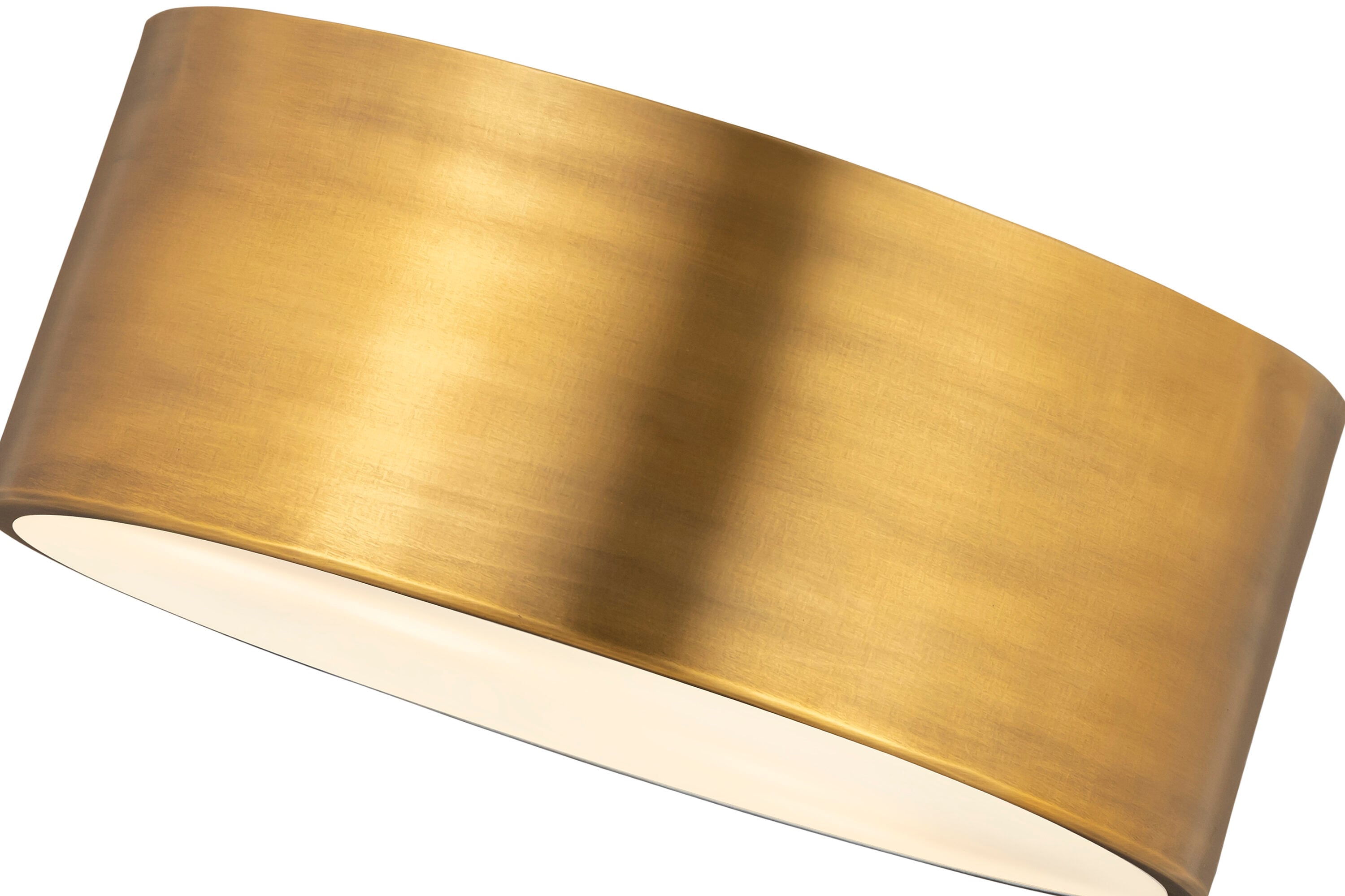 12" Rubbed Brass and Glass Drum LED Flush Mount Light