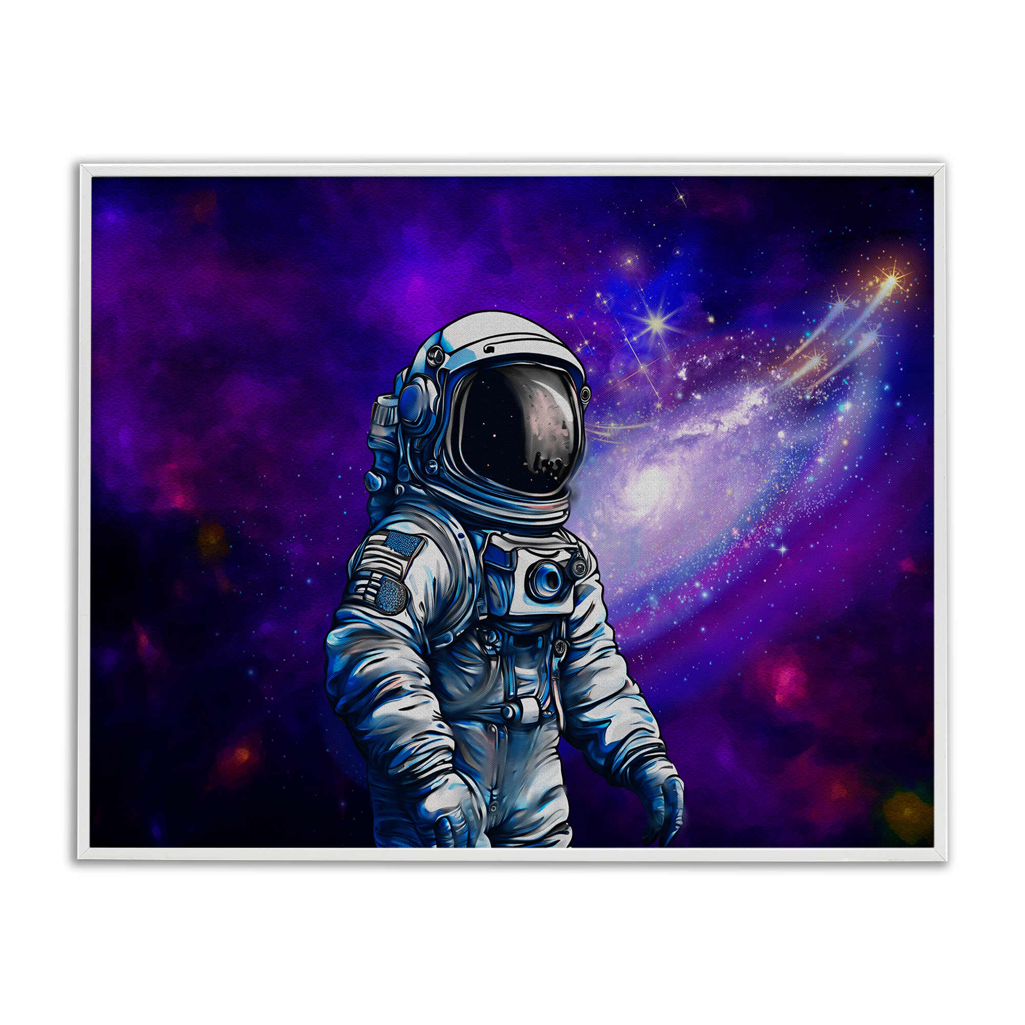 Stupell Industries BS-060-WFR-11X14 Astronaut with Swirling Galaxy White Framed Giclee Art By Jesse Keith 14 x 11