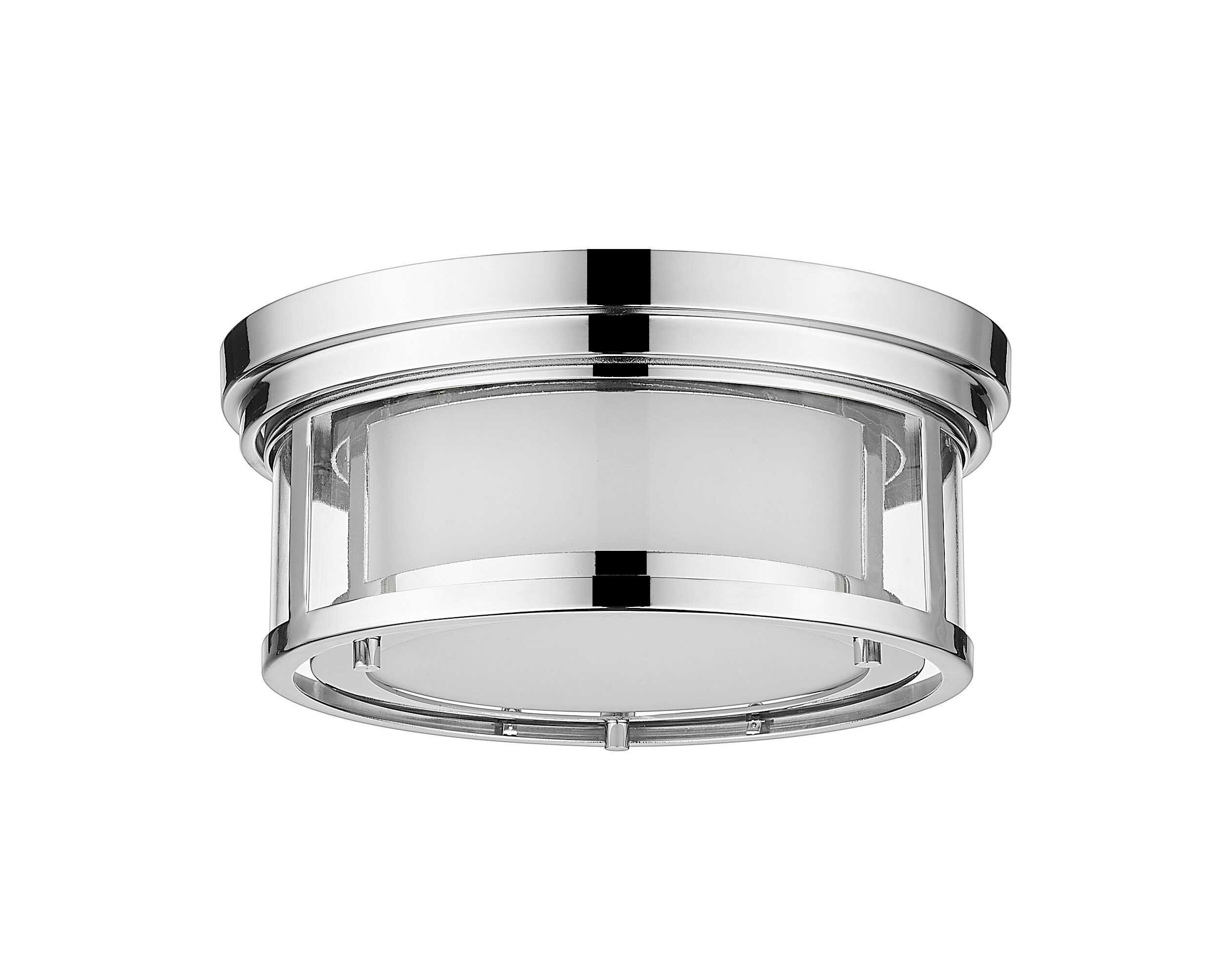 Willow 12" Chrome Drum Flush Mount with Opal & Clear Glass