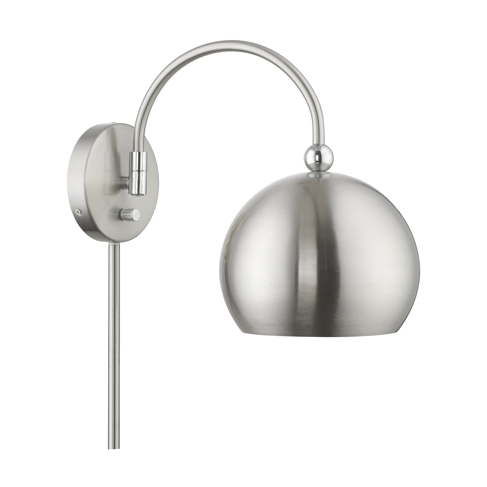 Stockton Modern Swing Arm Wall Lamp in Brushed Nickel with Polished Chrome