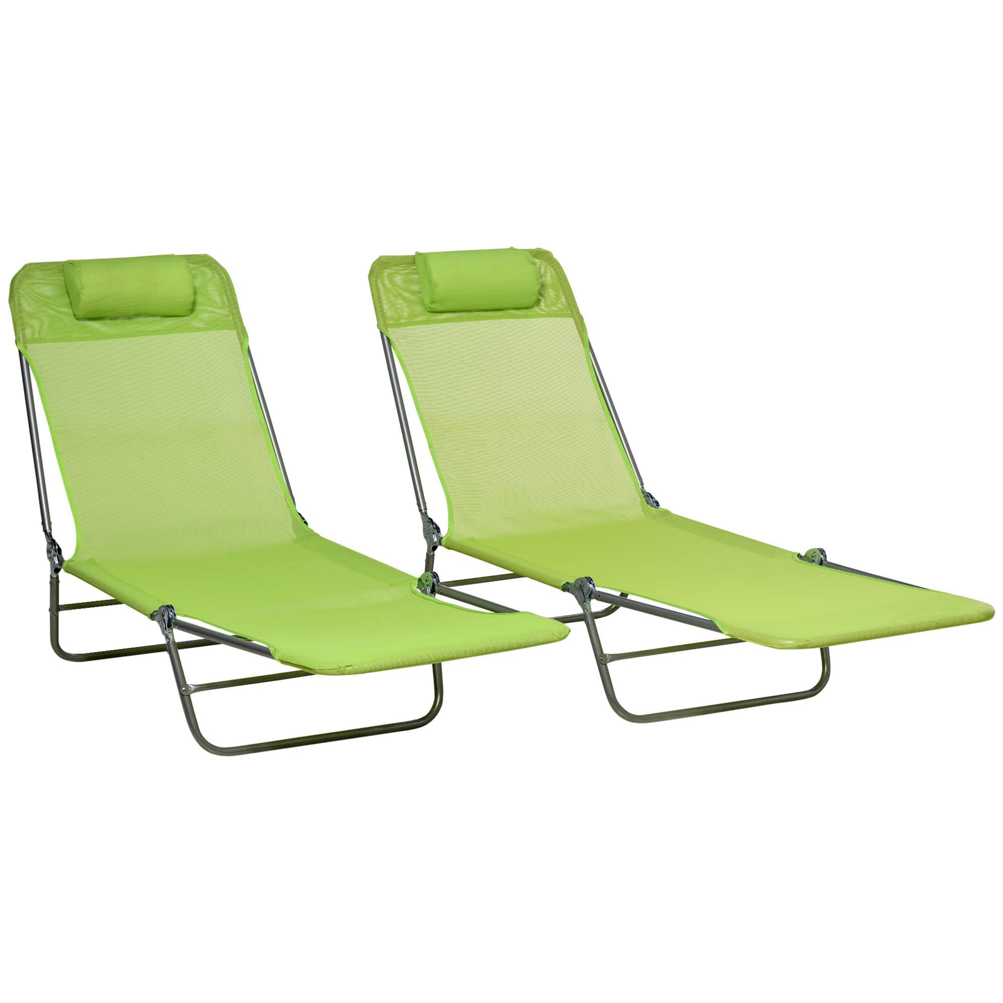 Miki Shinly Folding Chaise Lounge Chair Set of 2 Black Steel Frame Stationary Chaise Lounge Chair with Green Mesh Seat AB 4370 99JJ at Lowes