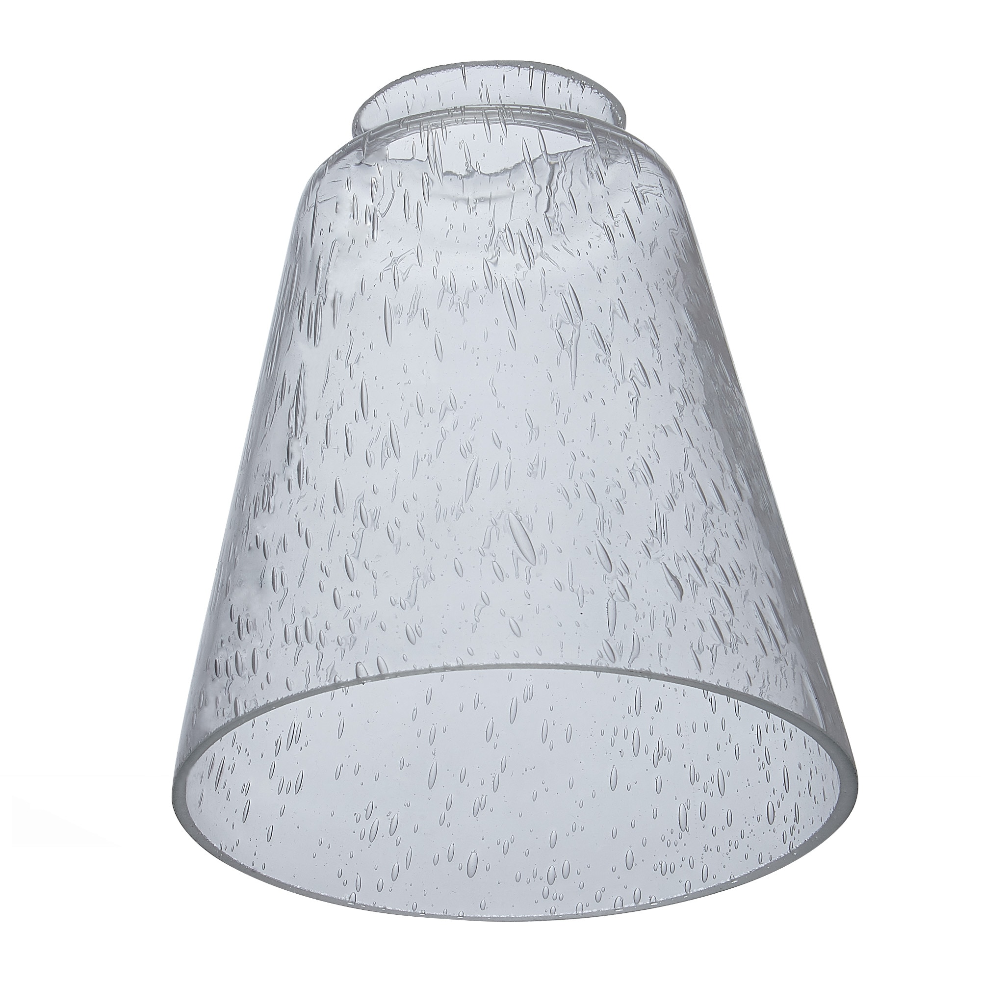 Style Selections 5 39 In X 4 88 In Cone Clear Seeded Glass Vanity Light Shade With 2 1 4 In Lip