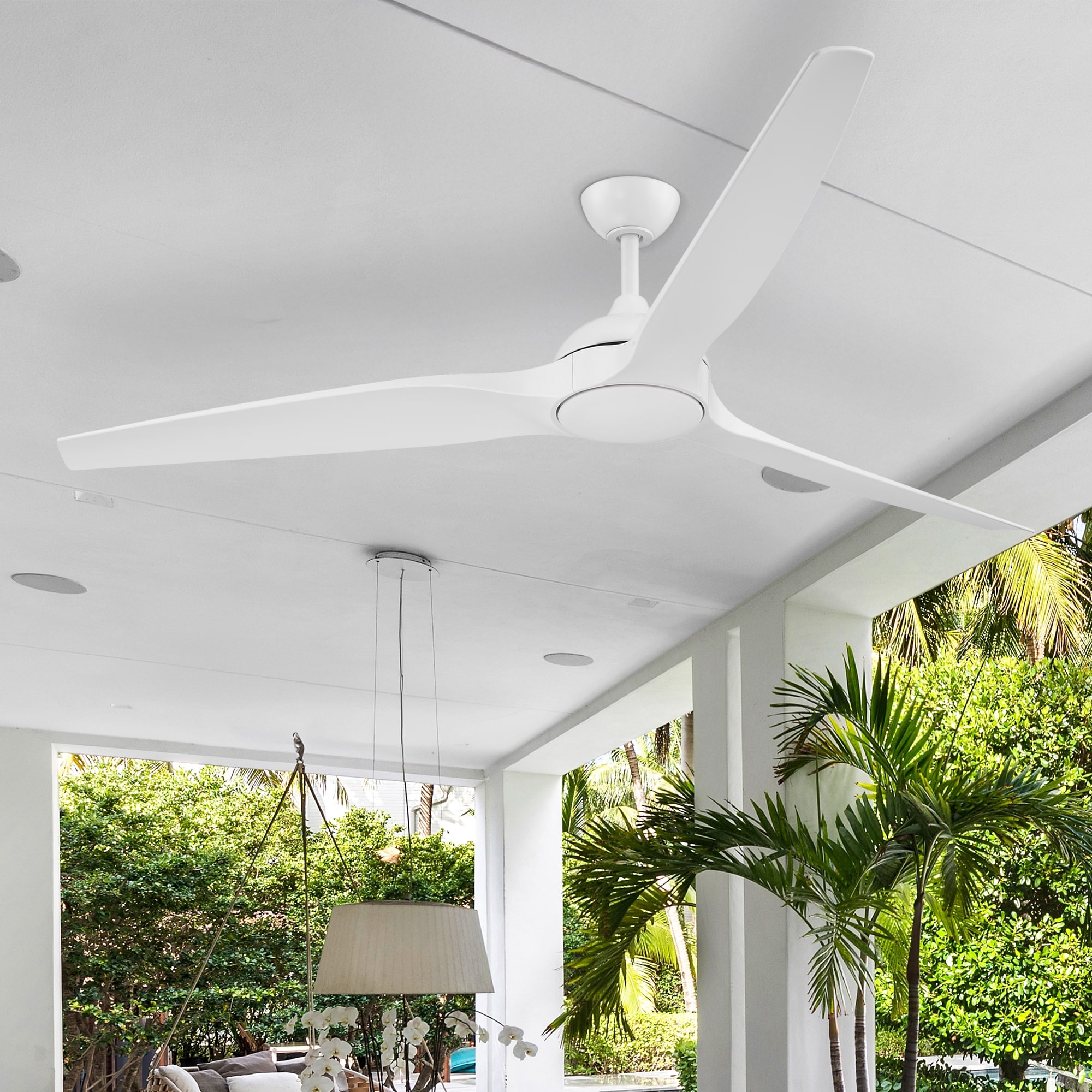 Designers Fountain FR-ARC72RGB-MW Arcas 72-in Color-Changing Integrated LED Outdoor Matte White with White Blades Ceiling Fan With Light and Remote ( 3 -Blade )