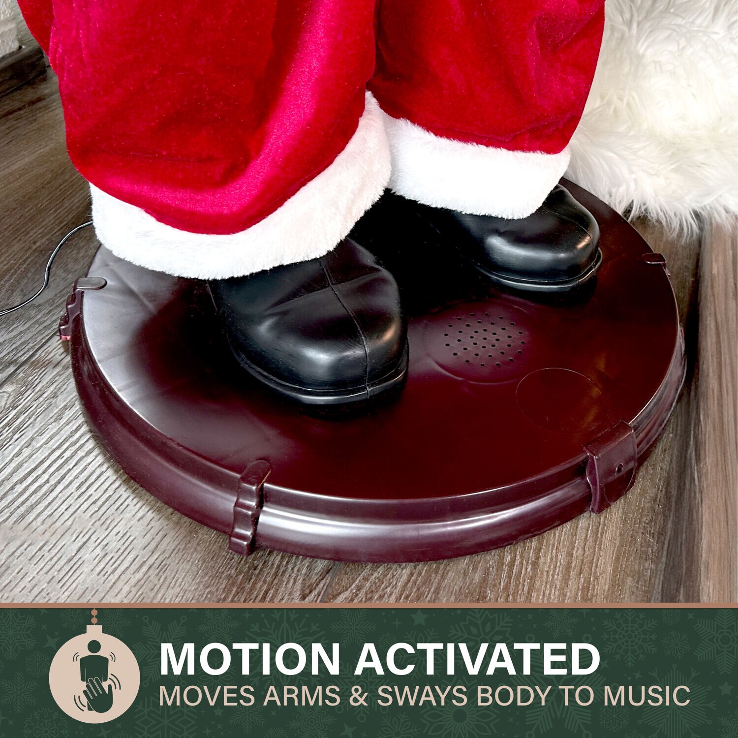 Life-Size Red Velvet Dancing Santa with Teddy Bear
