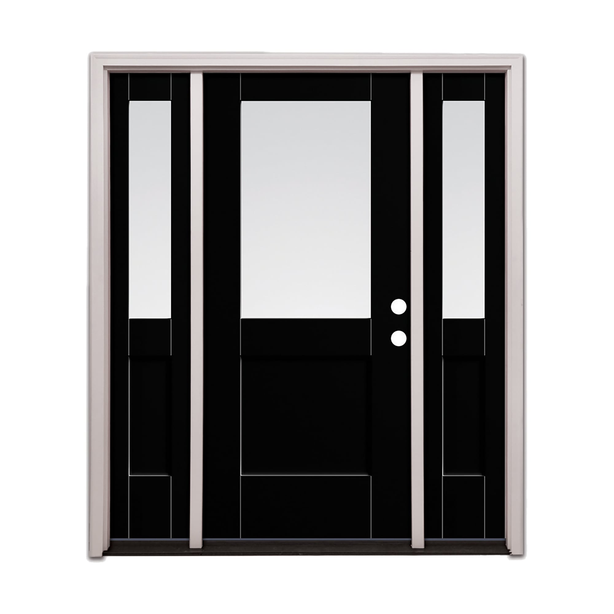 Therma-Tru Fiberglass Painted Prehung Front Door with Sidelights and Brickmould Insulating Core