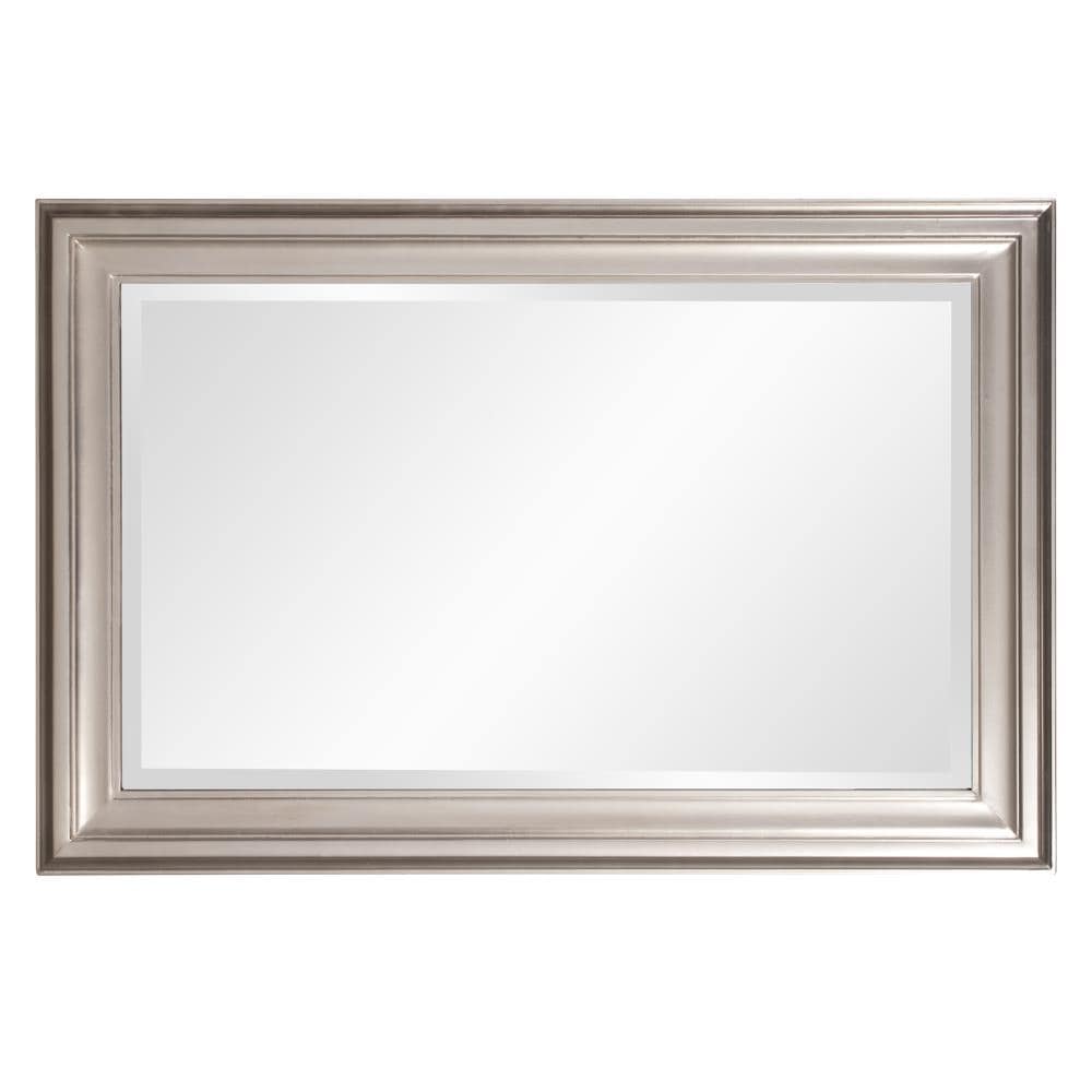 Transitional Brushed Nickel and Wood Full-Length Mirror