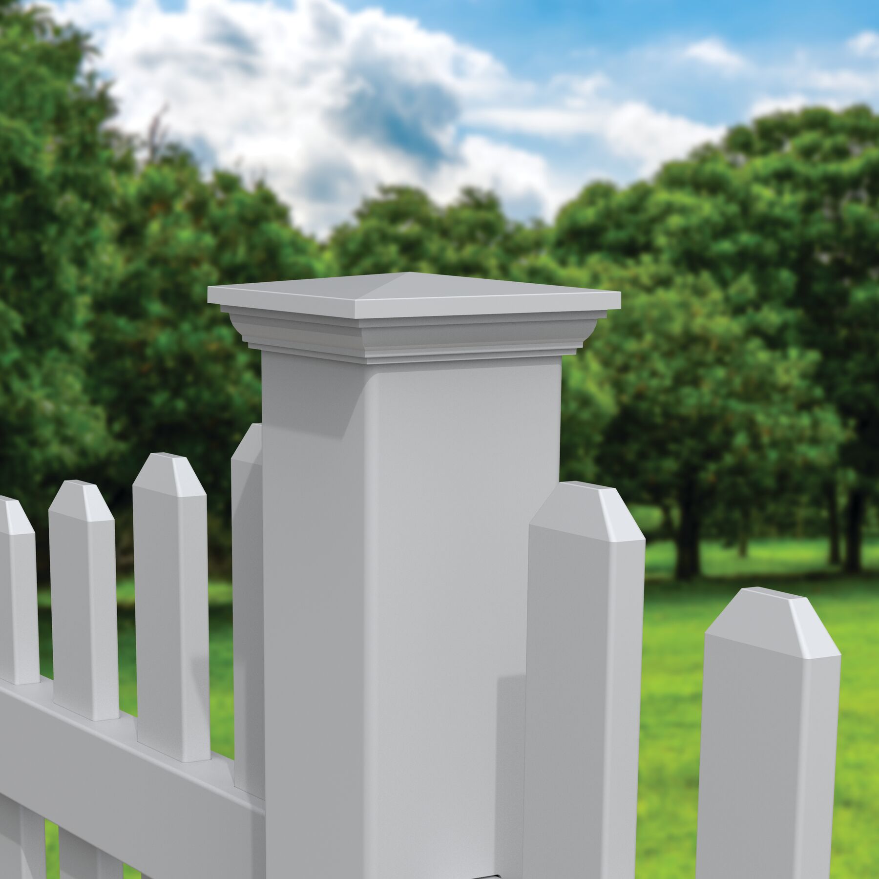 White Vinyl Flat Fence Post Cap for 5-inch Post