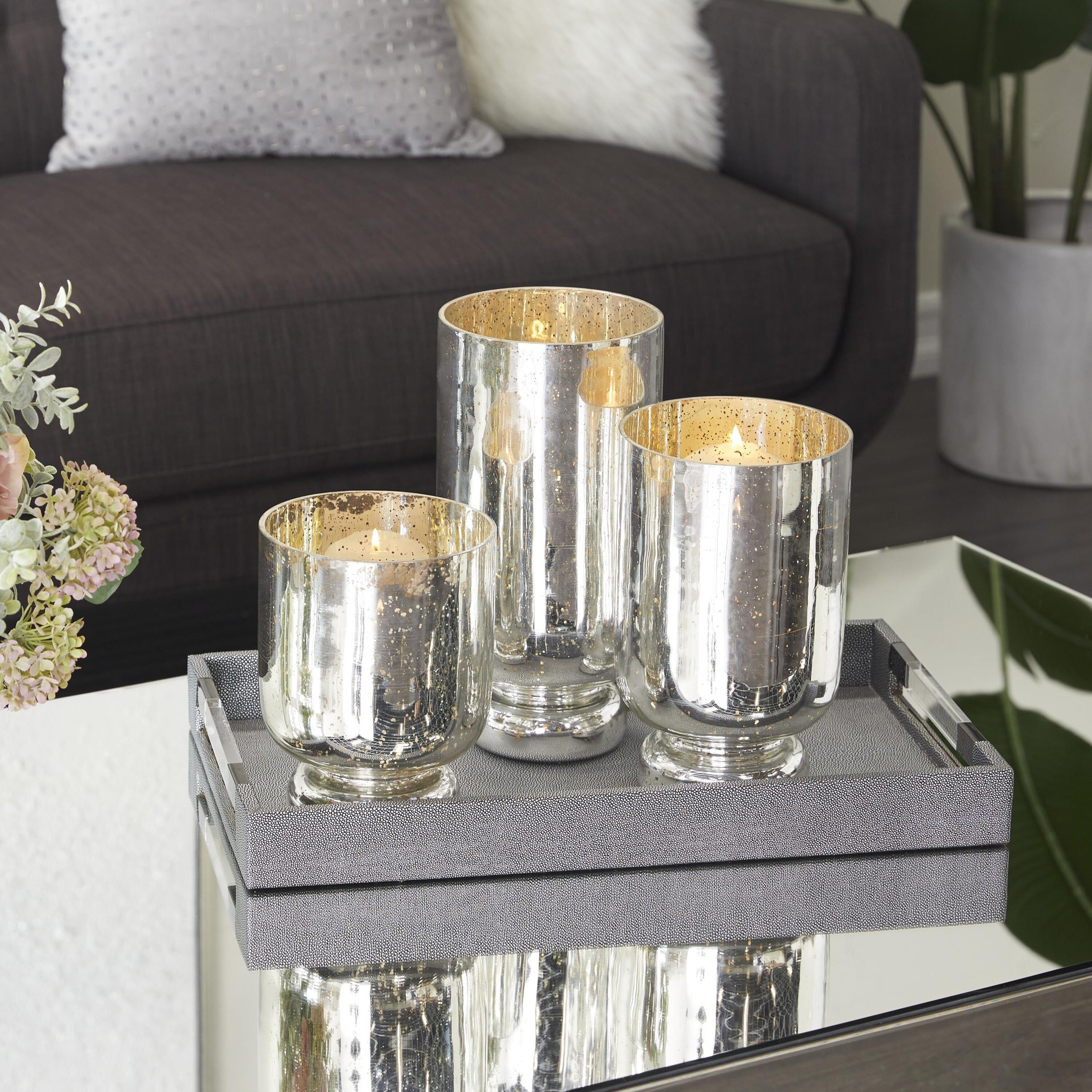 Grayson Lane 76025 3 Candle Glass Hurricane Candle Holder