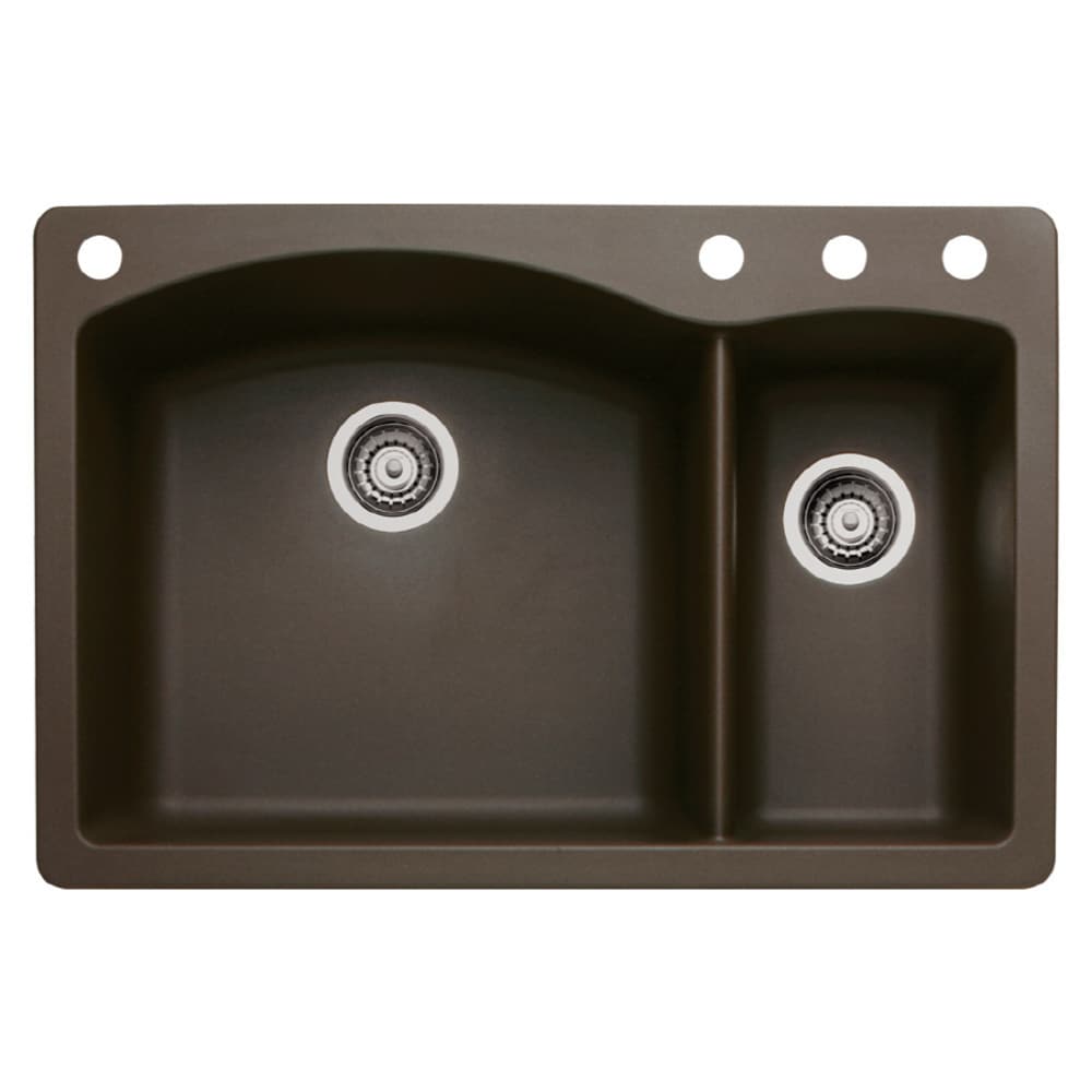BLANCO 440197-4 Diamond Dual-mount 33.0-in x 22.0-in Granite Double offset bowl 4-Hole Kitchen Sink
