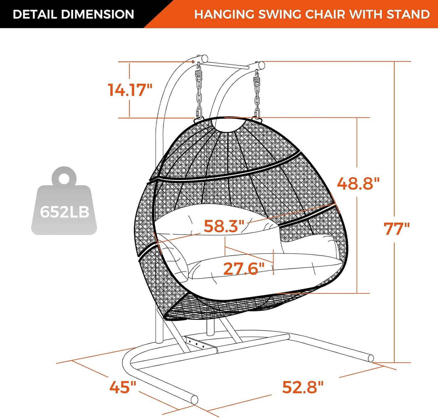 Hanging chair online size