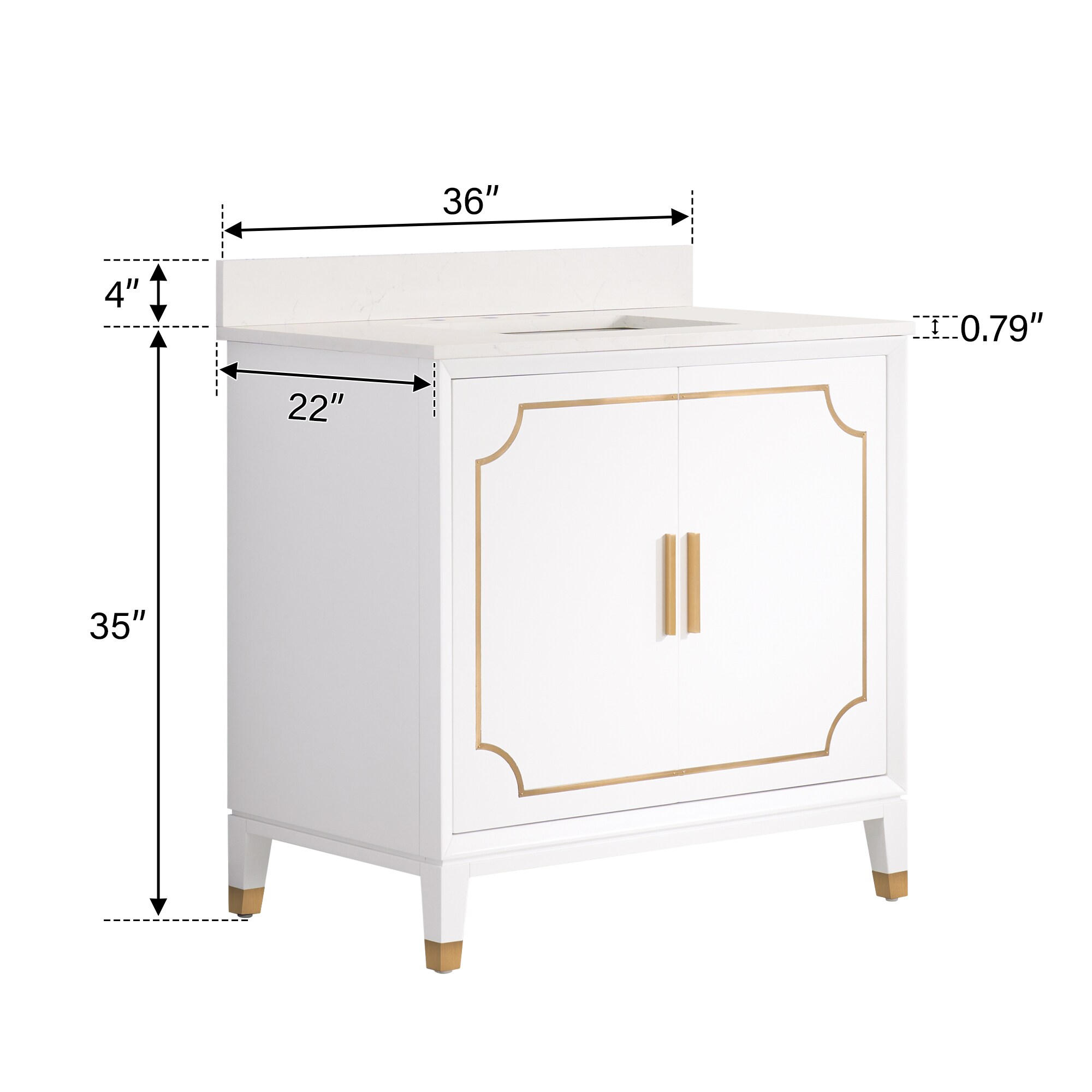 WELLFOR MELODY36QZ-WT Bath-Vanity-Combo - View #7