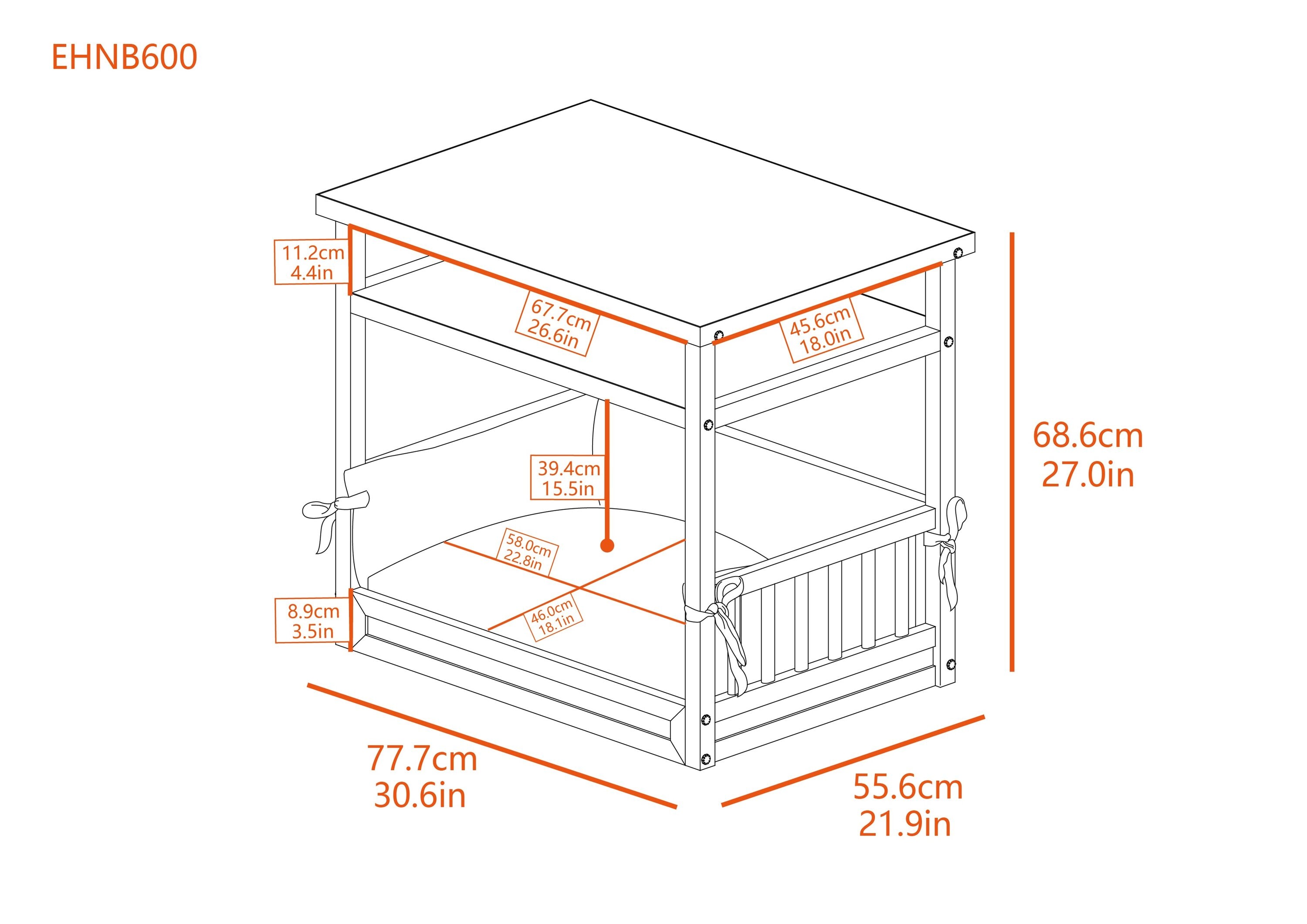 Grey ECOFLEX Elevated Orthopedic Dog Bed Nightstand