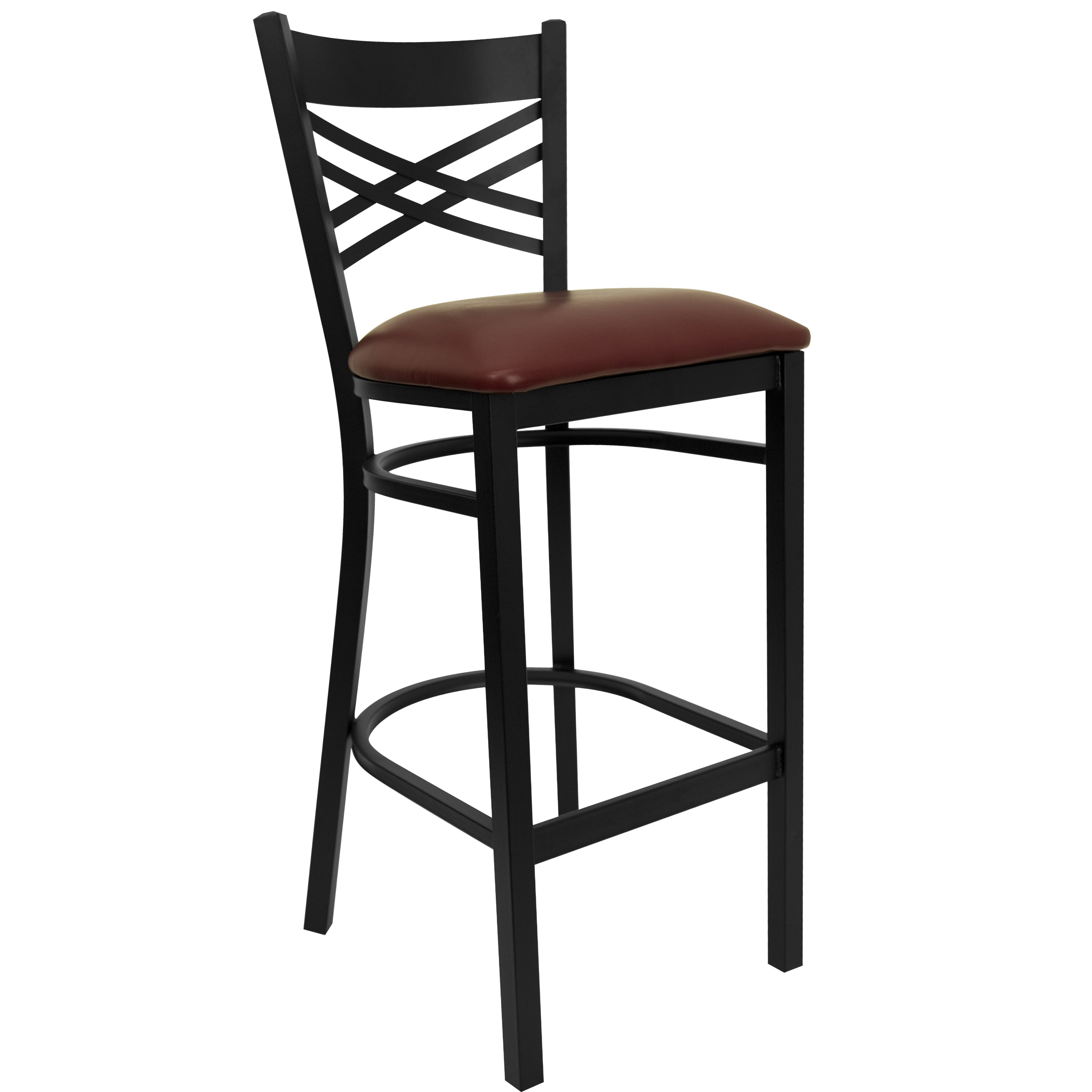 Flash Furniture 812581016925 Burgundy Vinyl Seat/Black Metal Frame 29.5-Inches H Bar height Square seat Upholstered Metal Bar Stool and Back