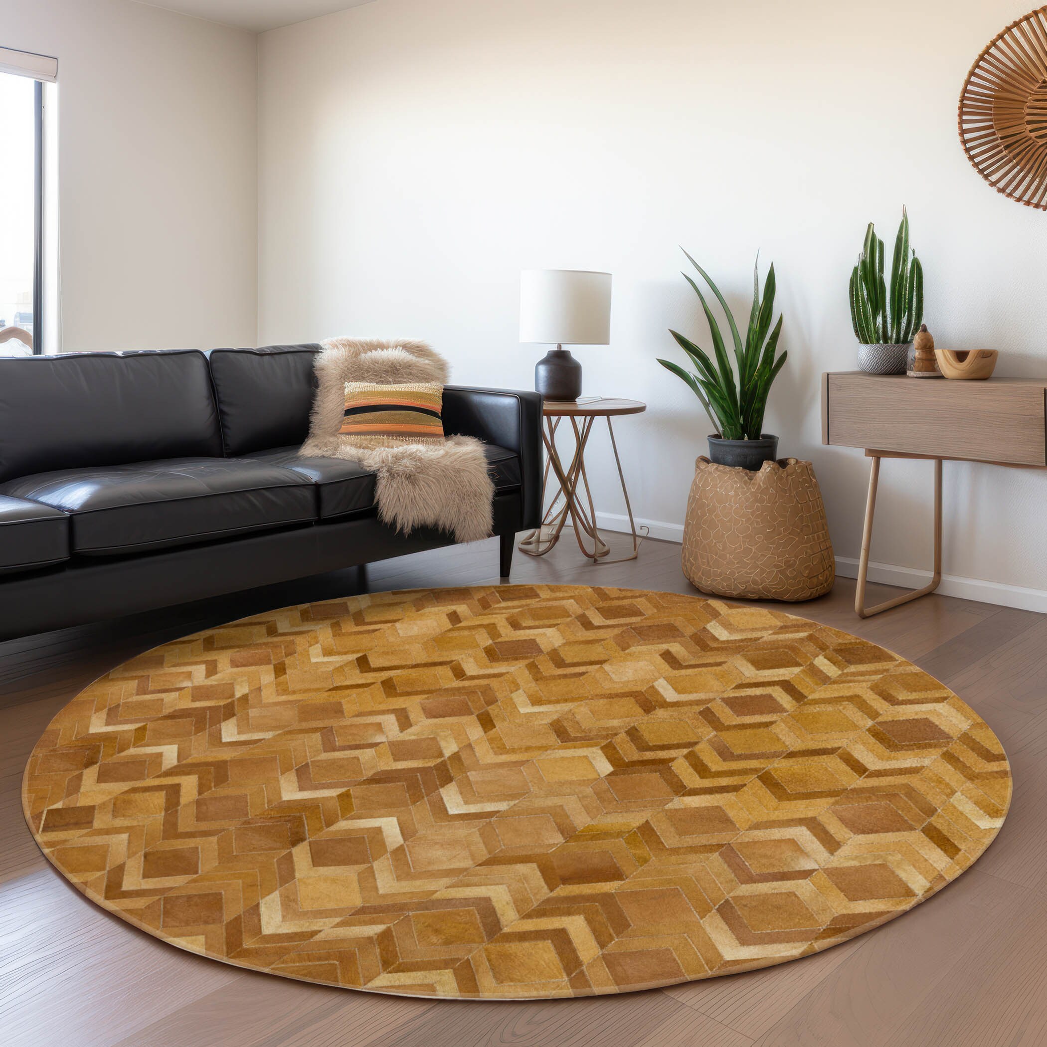 Addison Rugs AMF100BR8RO Mayfield AMF100BR 8 x 8 (ft) Loomed Polyester Brown Round Indoor Abstract Machine washable Area rug