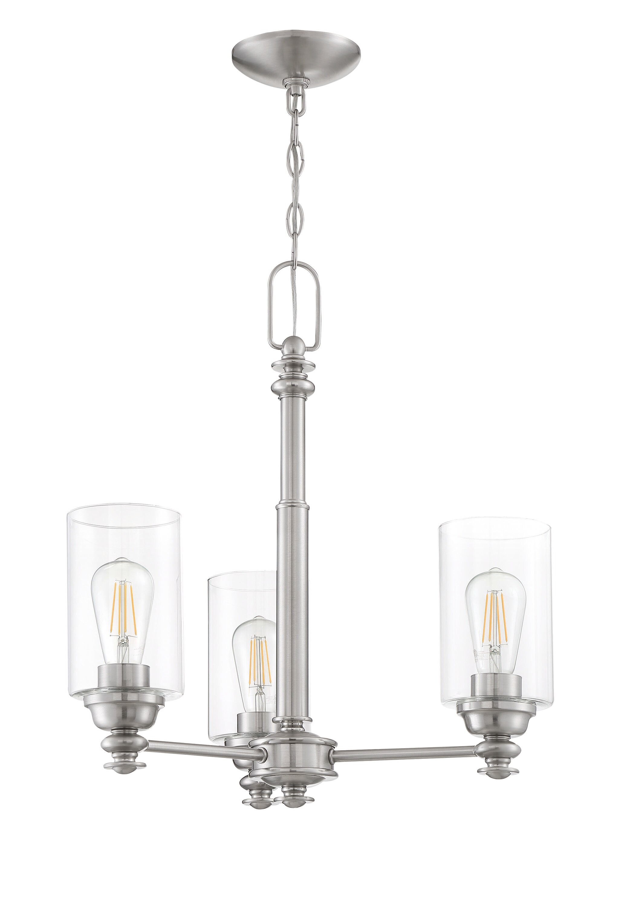 Craftmade 49823-BNK-C Dardyn 3 -Light Brushed Nickel Transitional For Use in Bedrooms, Dining Rooms, Foyers, Kitchens, Living Rooms Chandelier