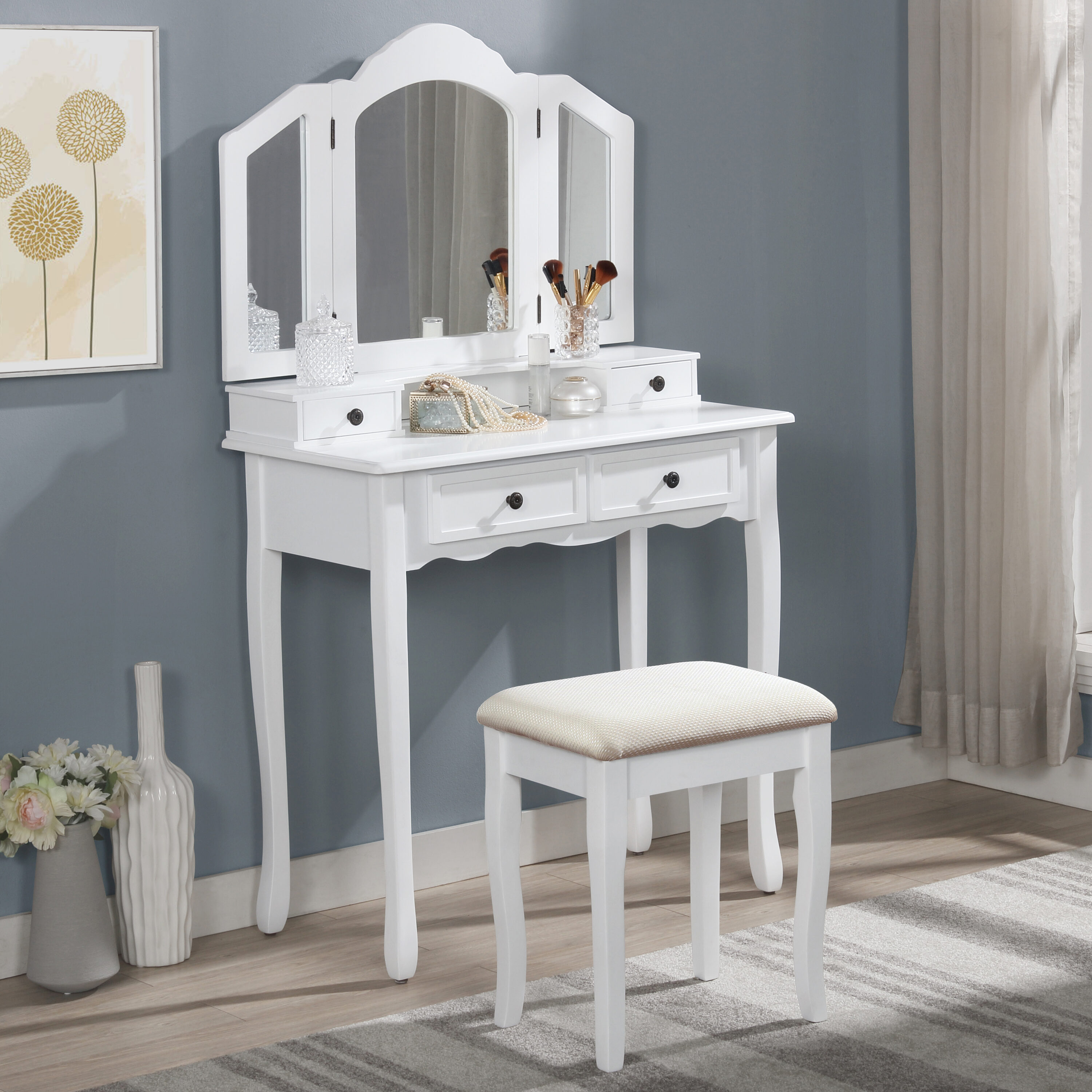 Siavonce XH62839 31.5-in White Makeup Vanity