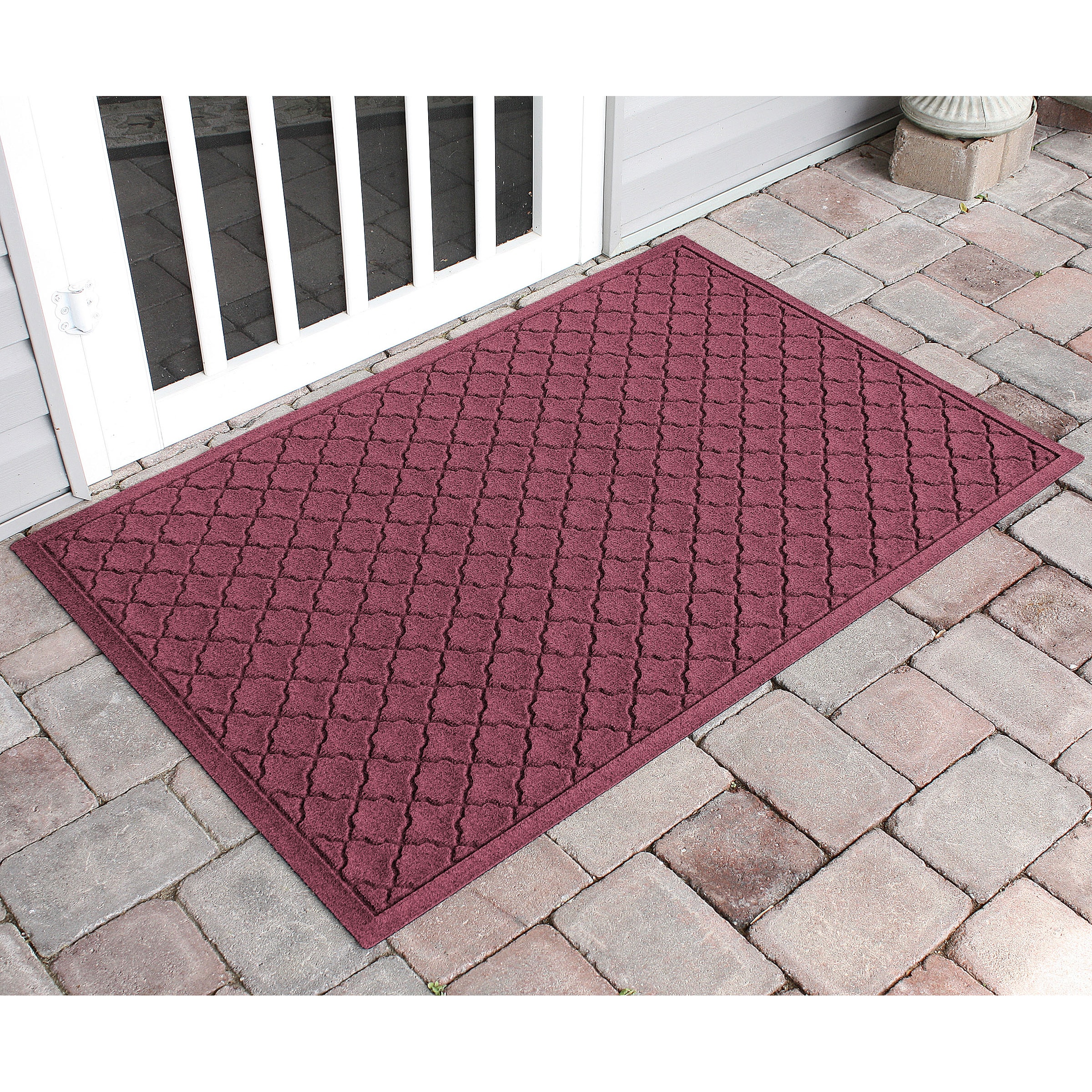 WaterHog 20326600035 3-ft x 5-ft Bordeaux Polyester Rectangular Indoor or outdoor Decorative Door mat