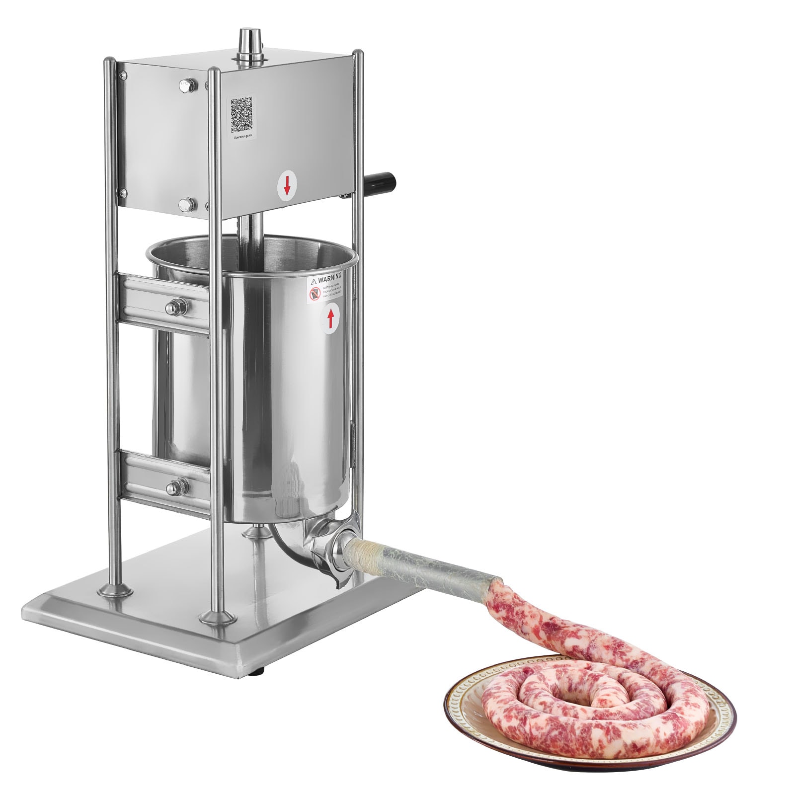 VEVOR SCSDKGCJLS1008374V0 Manual Sausage Stuffer  22 LBS / 10 L Vertical Meat Stuffer  Dual-Speed Sausage Casing Meat Filling Machine  Stainless Steel Heavy Duty Filler with 5 Stuffing Tubes  for Commercial and Home Use