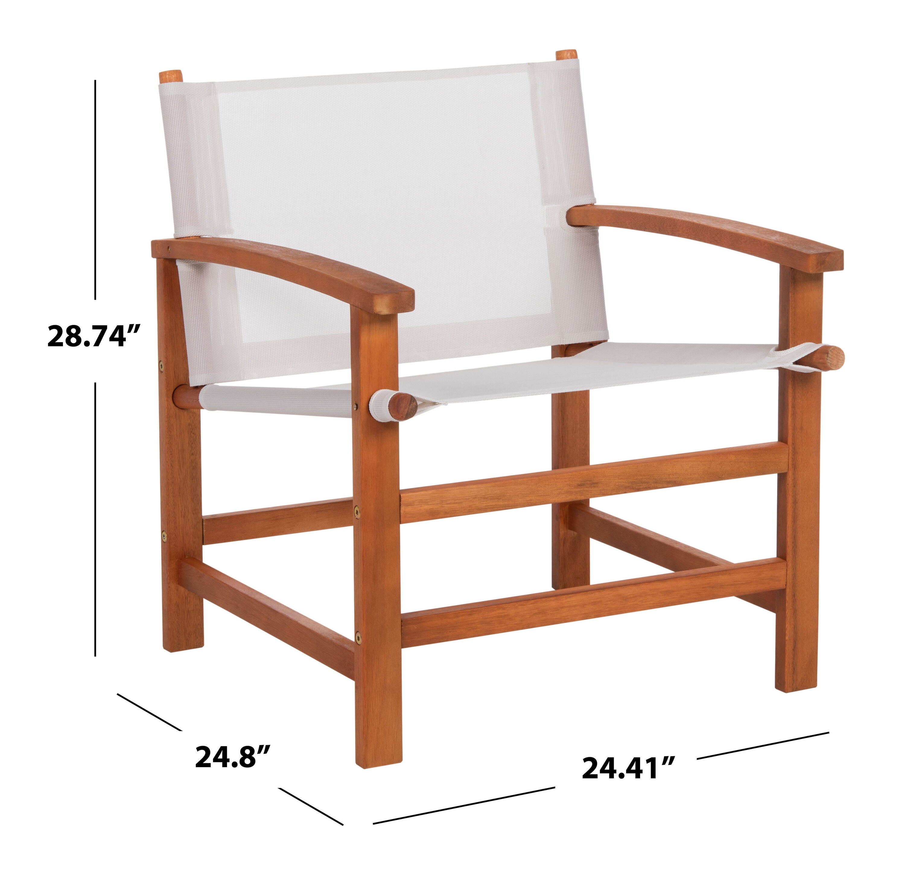 Natural Eucalyptus Wood Outdoor Dining Set with Beige Armchairs