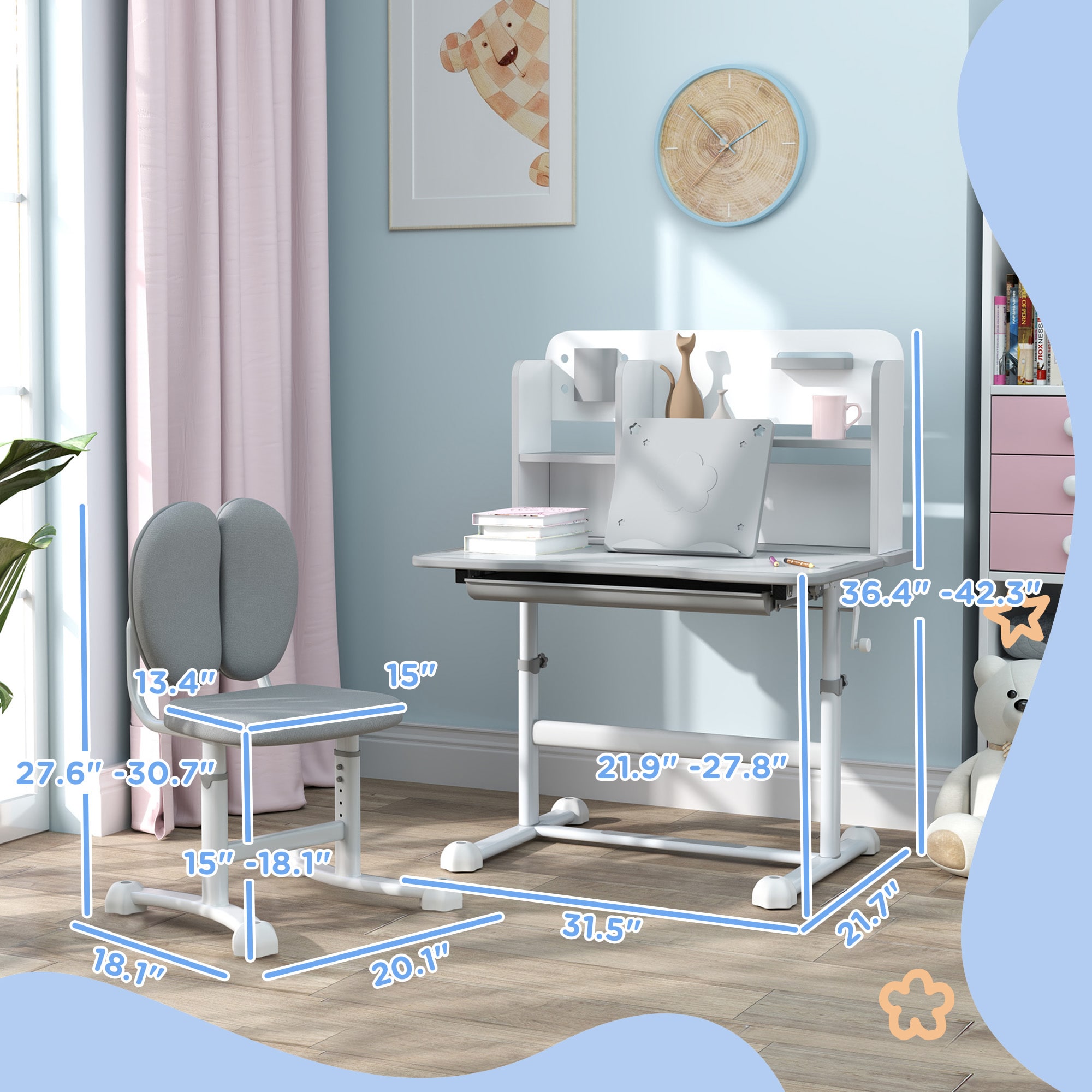 Qaba 312-124V80GY Kids-Play-Tables - View #3