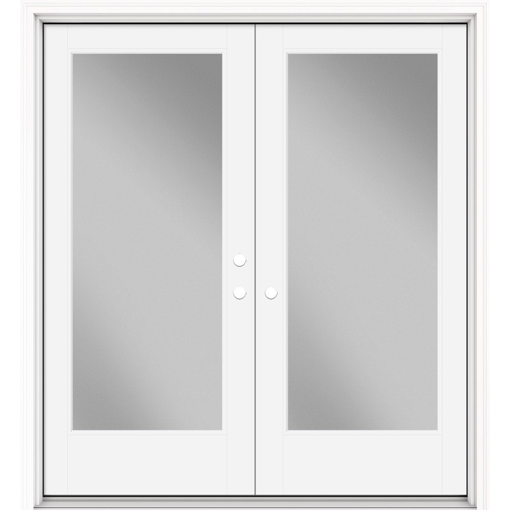 Masonite 630724 Performance Door System 72-in x 80-in x 4-9/16-in Fiberglass Full lite Left-hand inswing Primed Prehung Double Front Door with Brickmould Insulating core