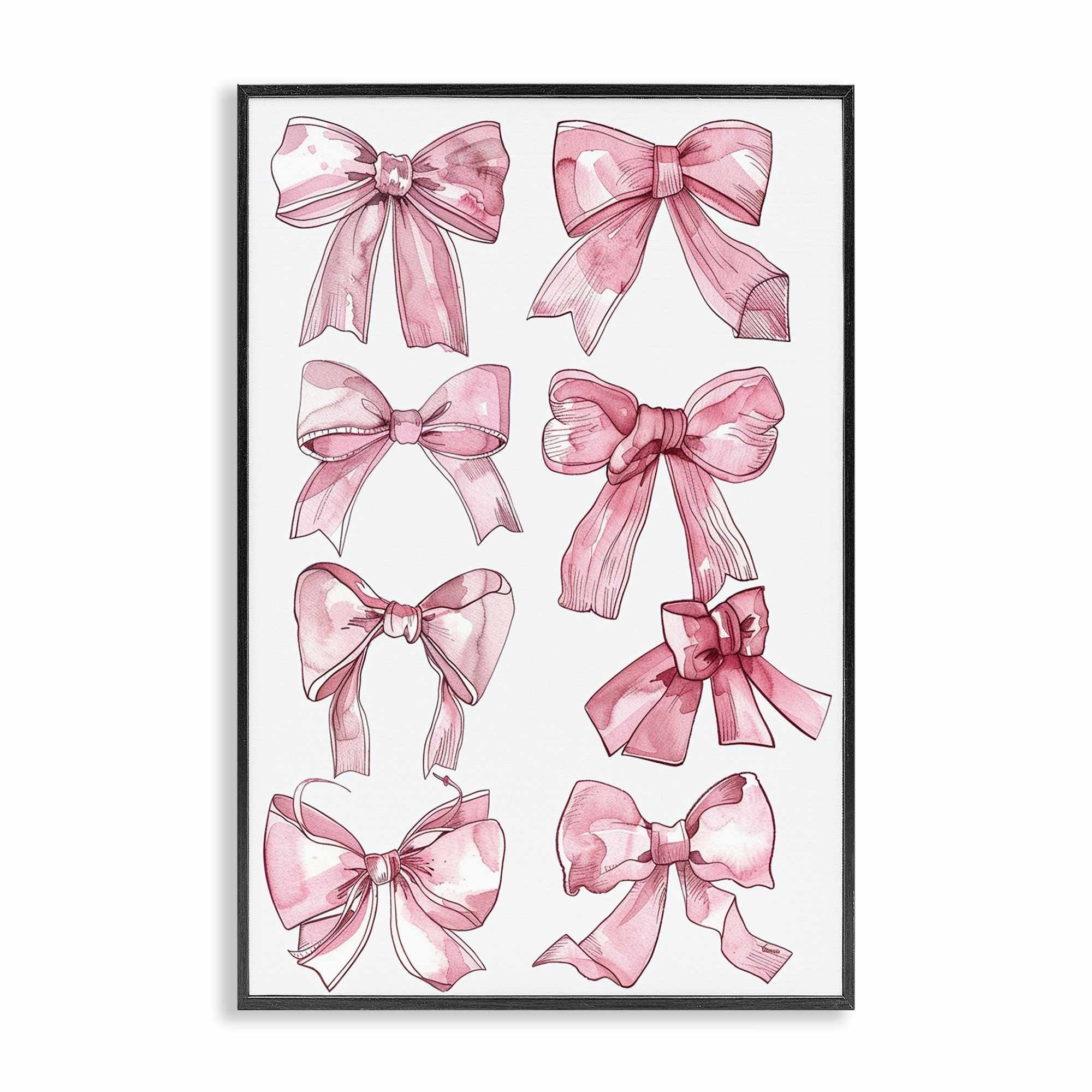 Stupell Industries BT-674-FR-16X24 Various Ribbons in Pink Framed Giclee design by LSR Design Studio