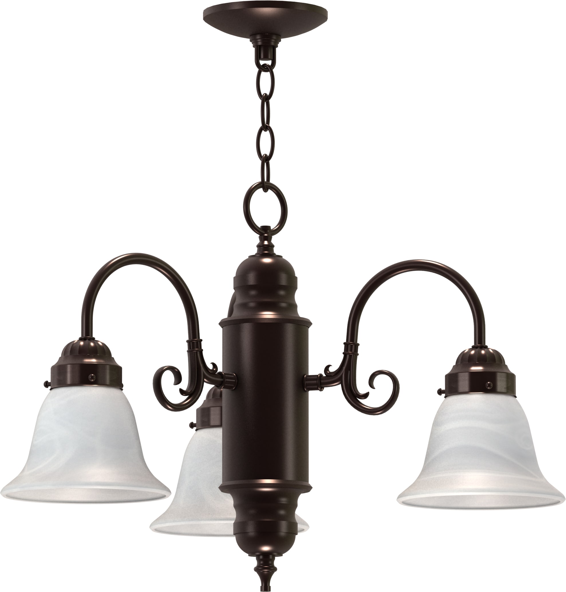 Marti Mini 3-Light Antique Bronze Chandelier with Alabaster Glass