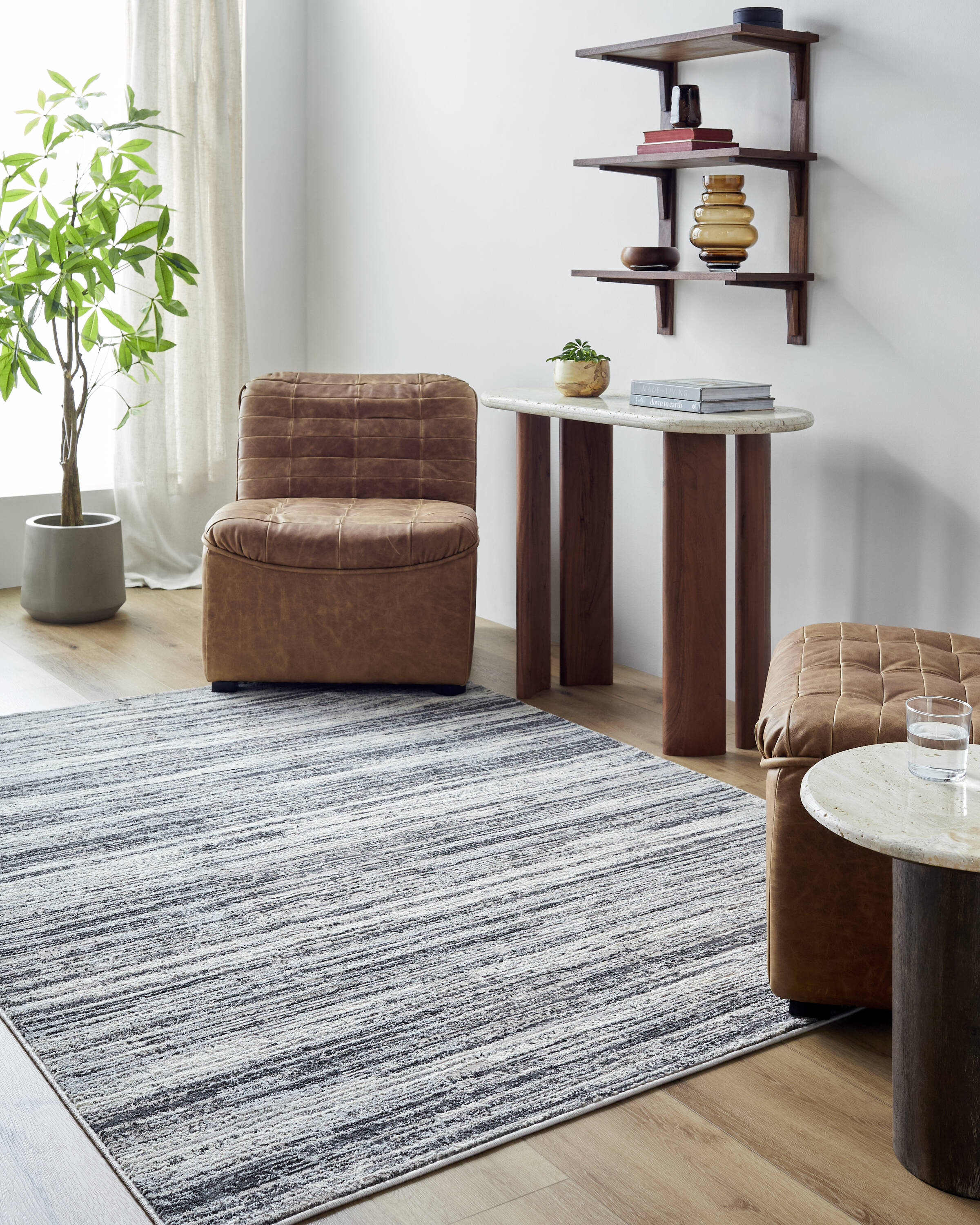 Livabliss MBR2301-537 Marbella 5 x 7 (ft) Rayon from bamboo Gray Rectangular Indoor Rustic Area rug