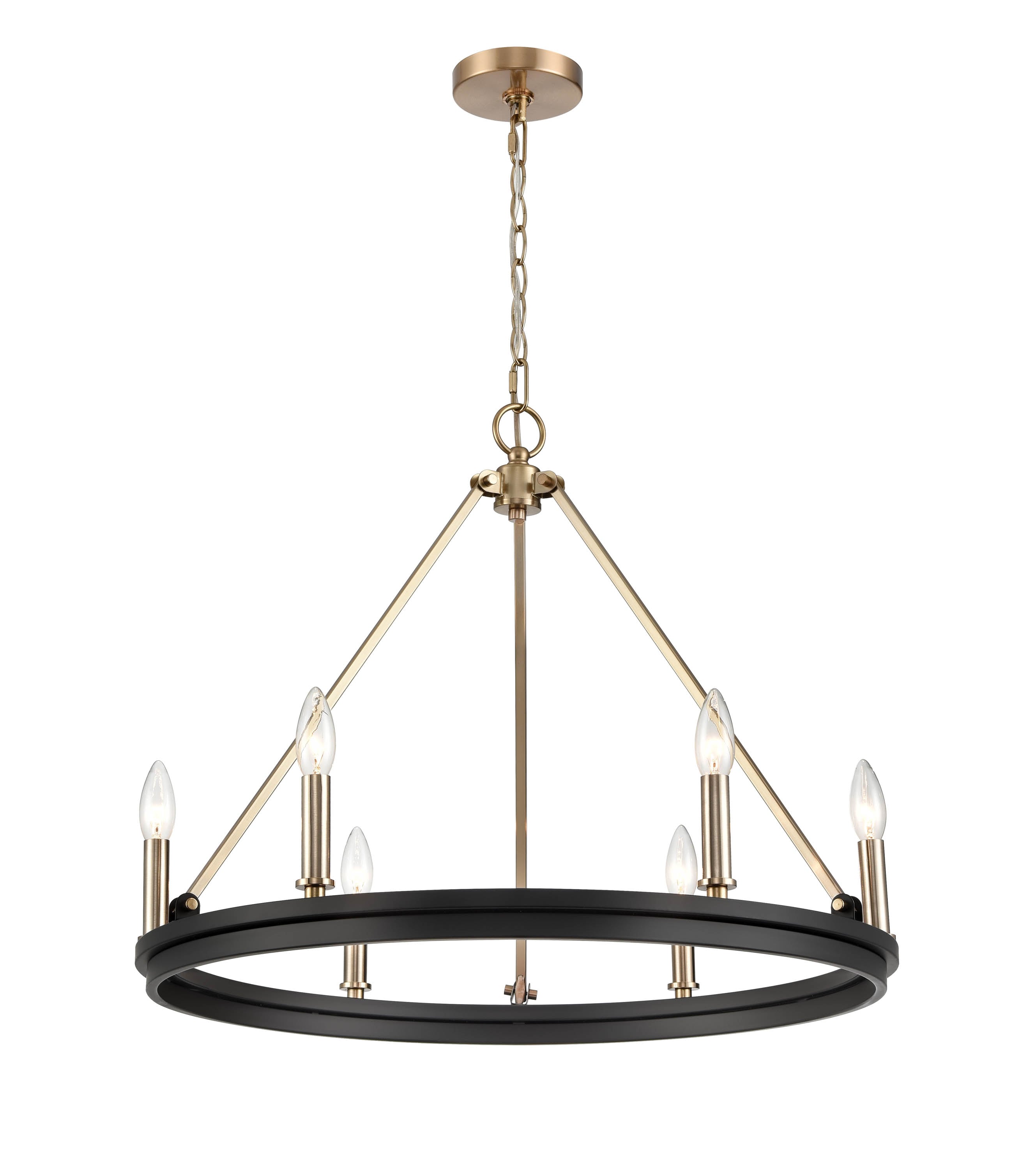 Millennium Lighting 9506-MB/MG Carruth 5-Light Chandelier Ceiling Light Matte Black Modern Gold