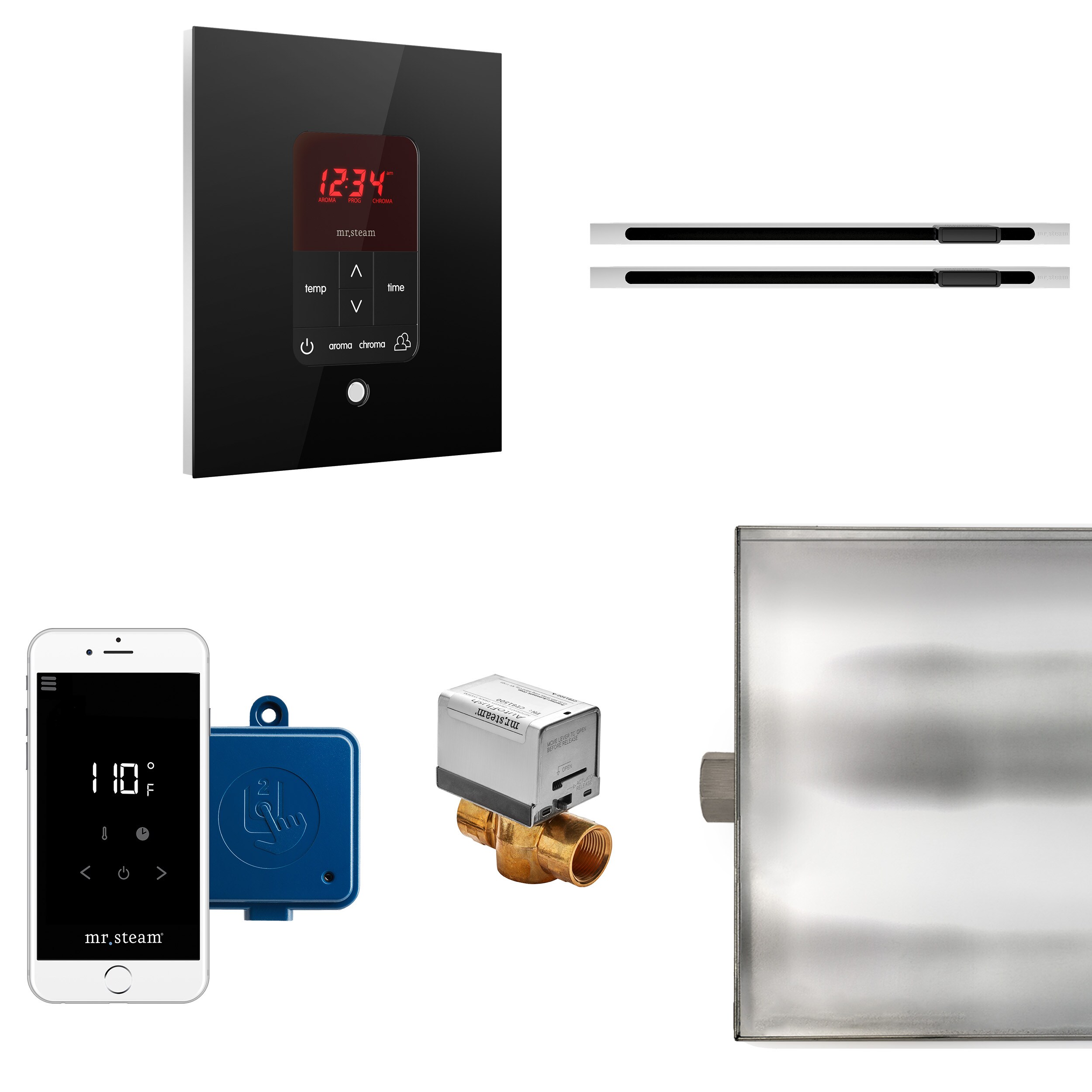 Mr. Steam BTLRLXSBK 120-Watt Glass Black Steam generator control kit