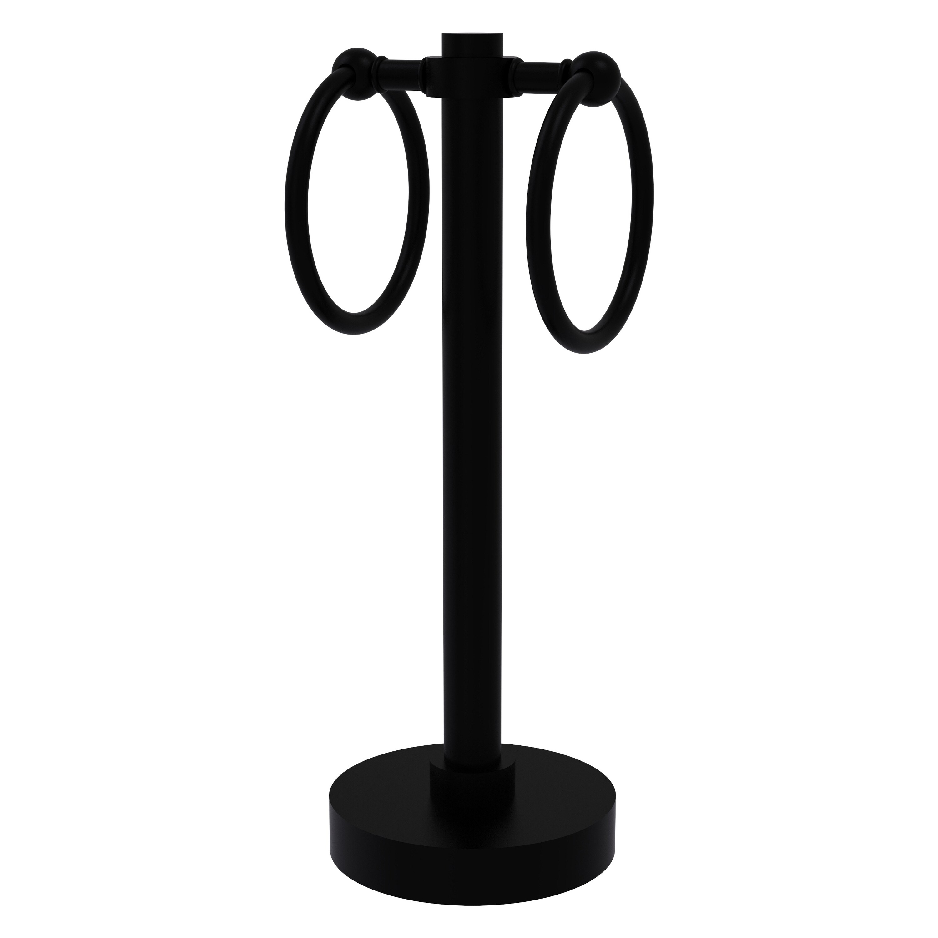 Allied Brass 953-BKM Matte Black Freestanding countertop Double Towel Ring