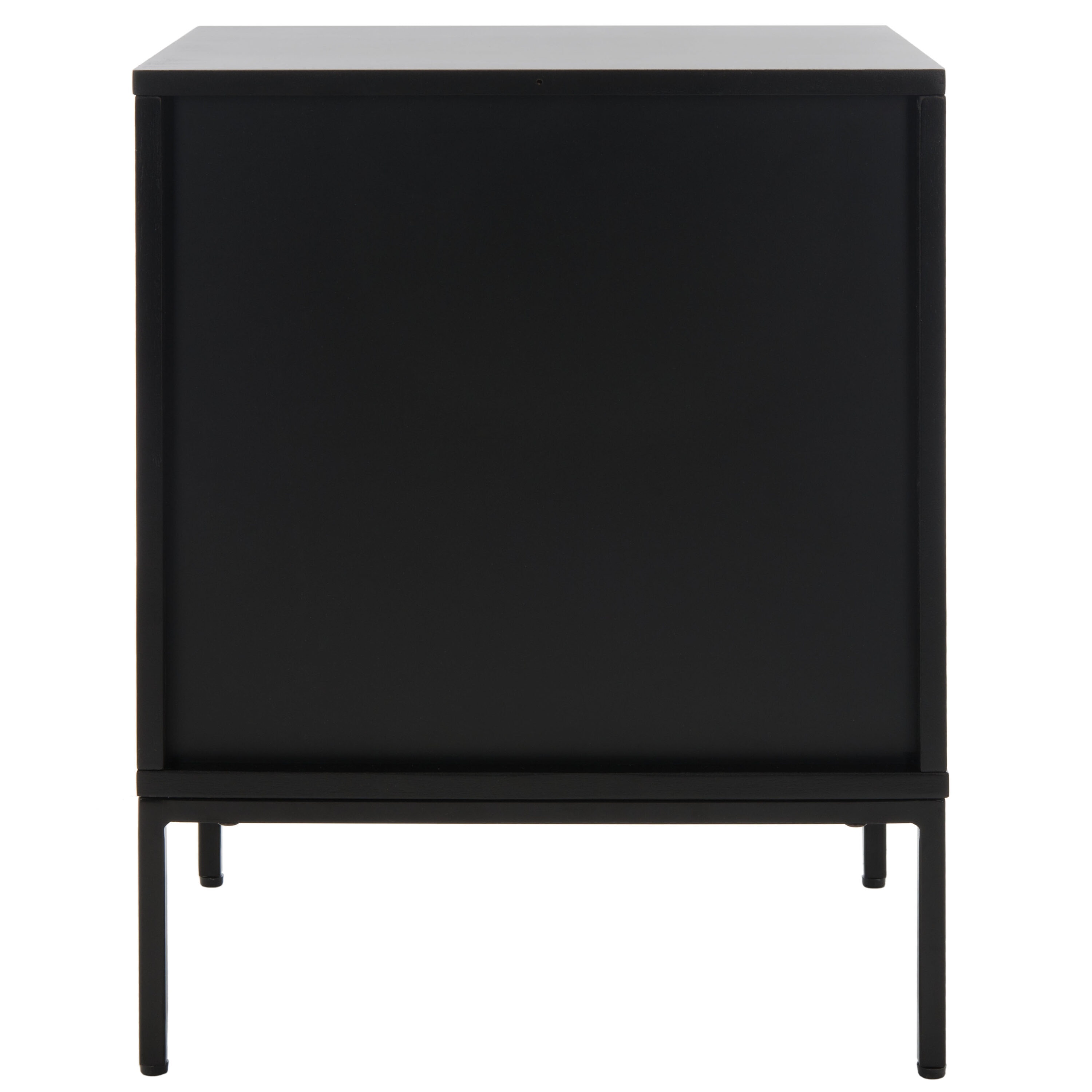 Zadie Black 2-Drawer Rattan Nightstand with Iron Legs