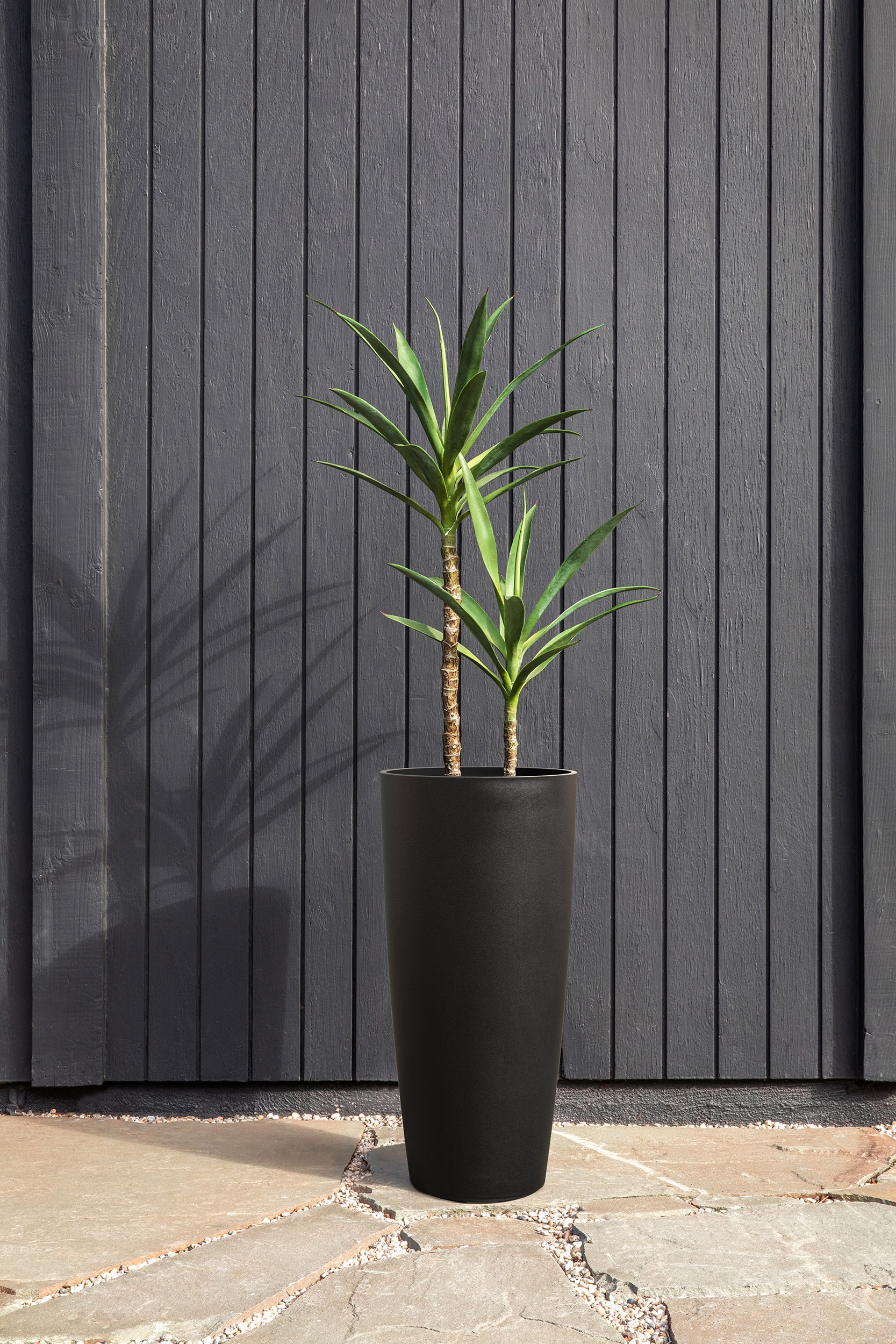 Selena 28" Black Plastic-Stone Outdoor Planter