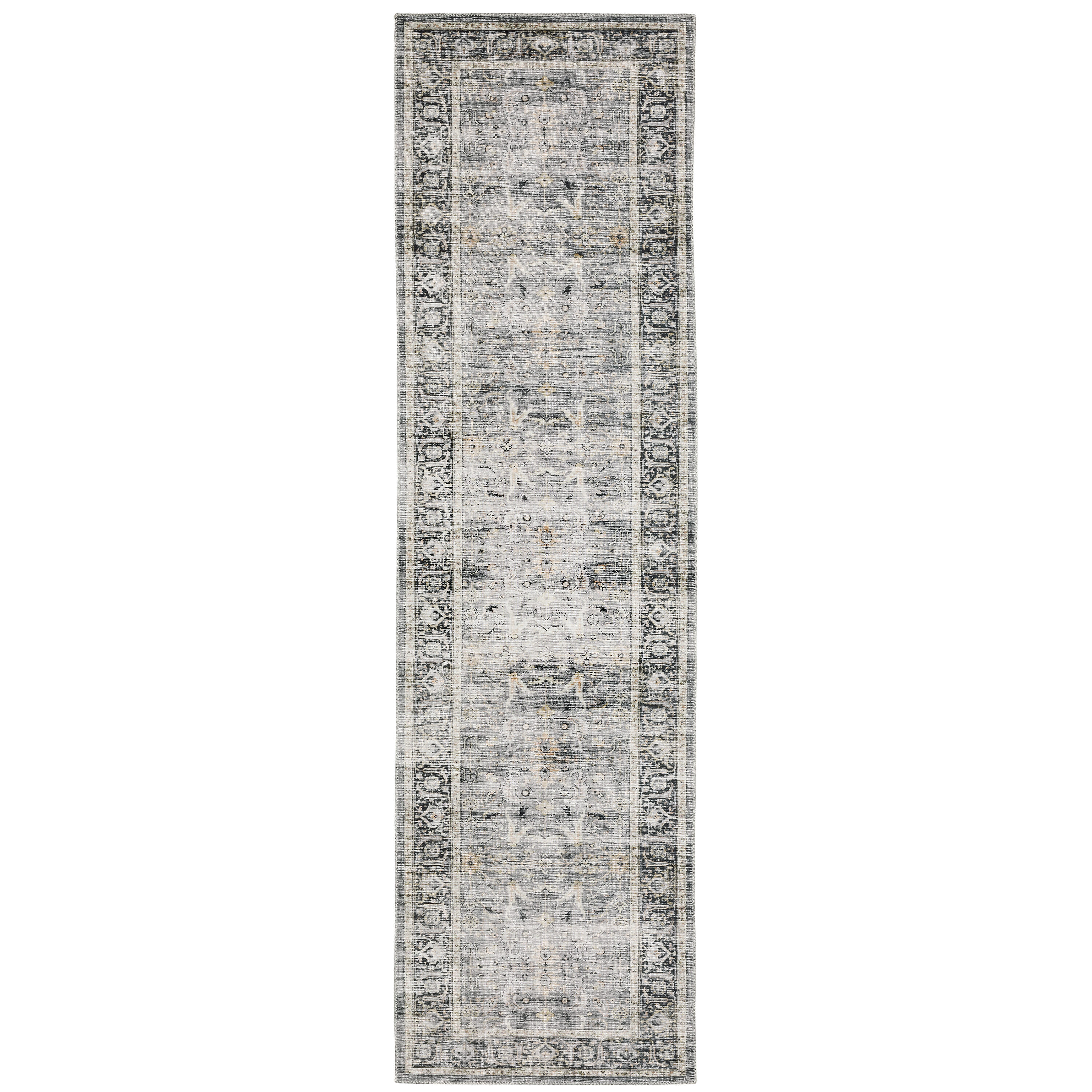 Archer Lane CHAR073L Caddell 2 x 8 (ft) Tufted Polyester Charcoal Rectangular Indoor Distressed/Overdyed Vintage Machine washable Runner rug