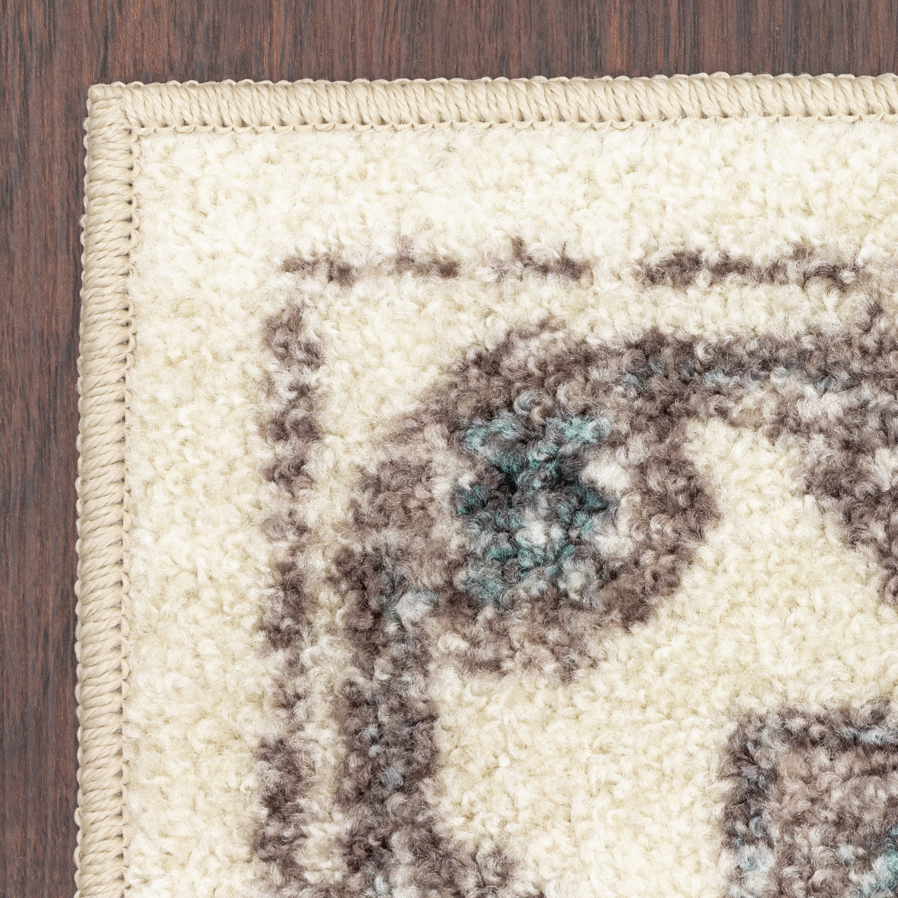 Blue and Beige Tufted Washable Synthetic Kids Rug 5' x 7'
