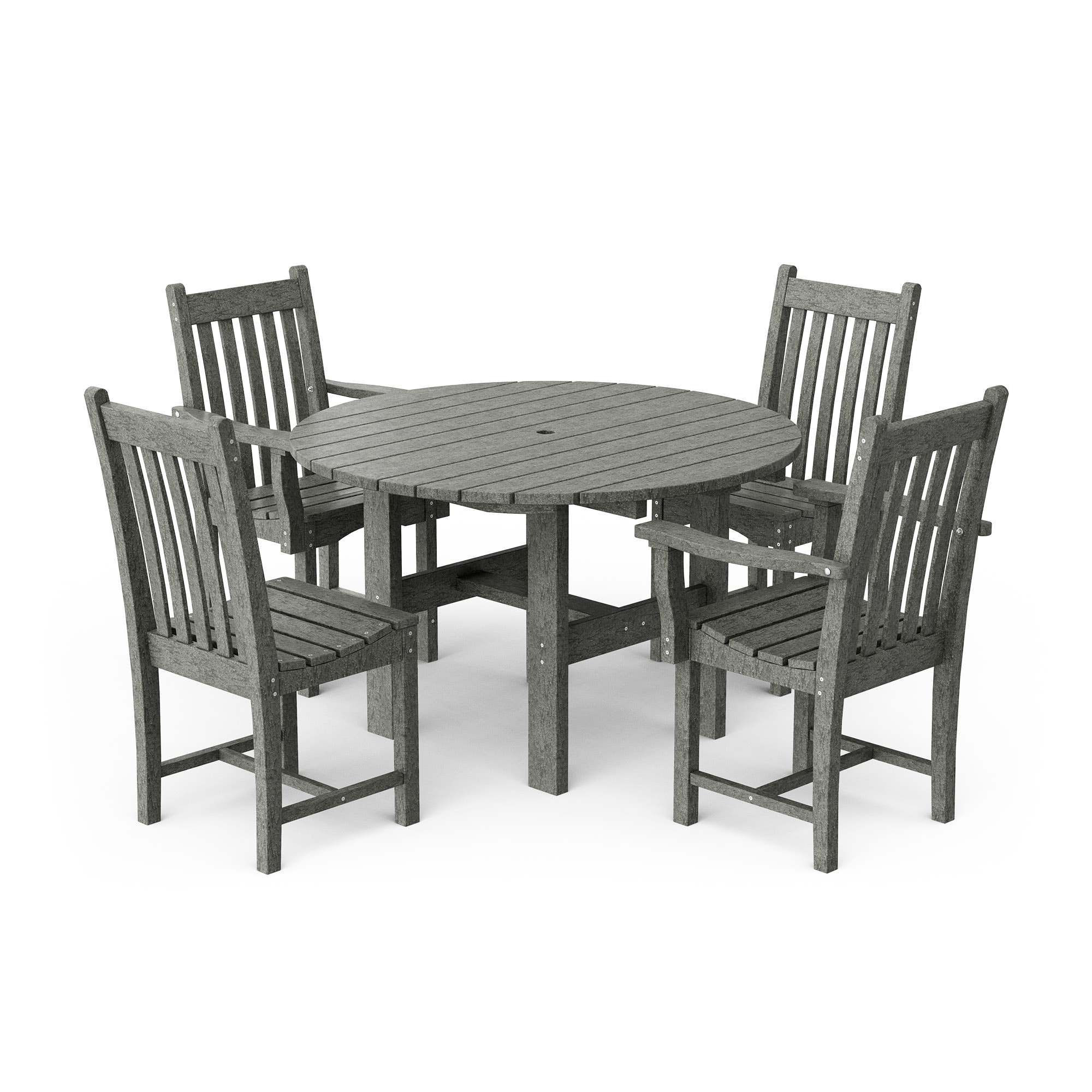 Wildridge LCC-283-DG Classic 46" Round 5 -Piece Dark Gray Patio Dining Set Plastic Round Table with 4 Stationary Chairs