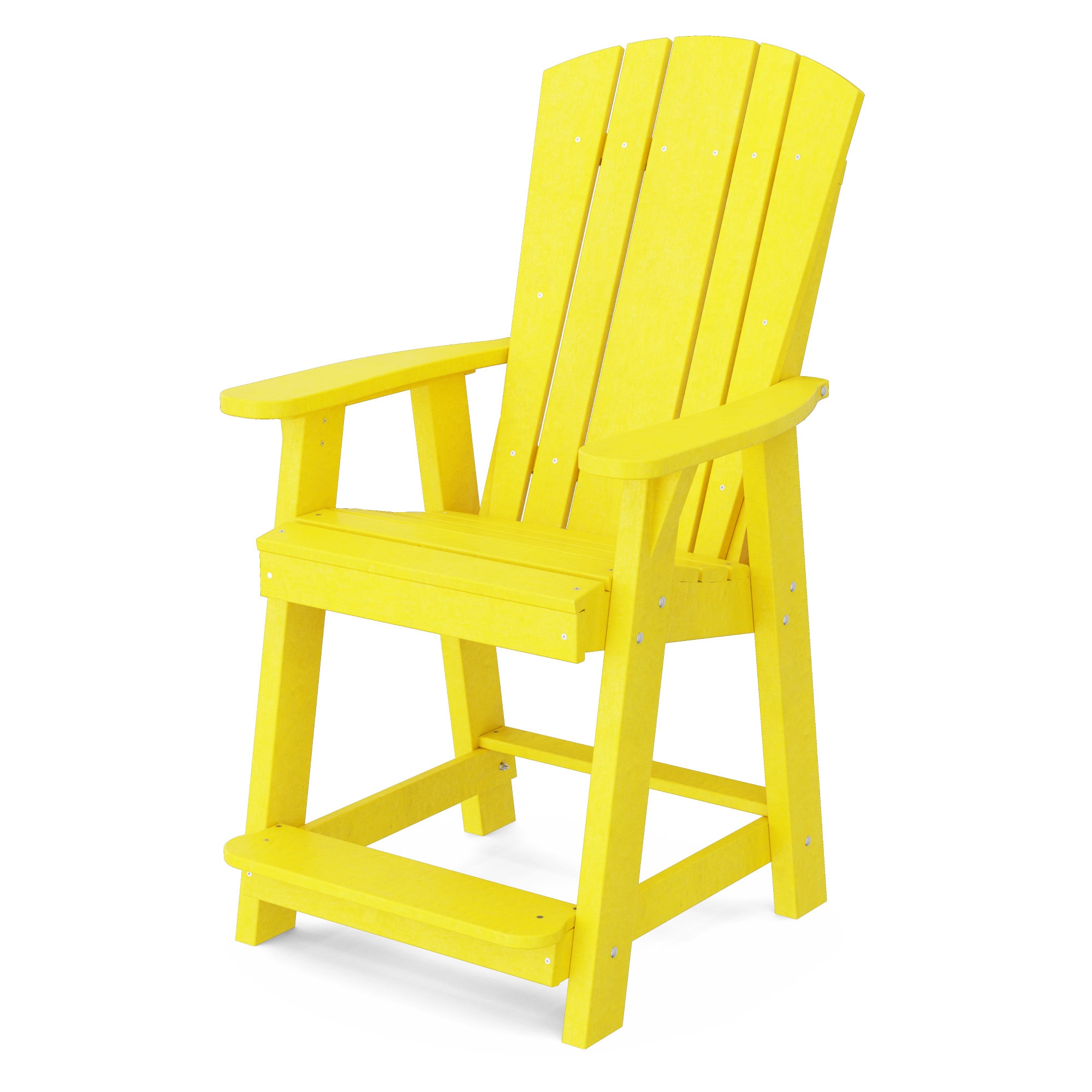 Wildridge LCC-150-LY Heritage Balcony Lemon Yellow HDPE Frame Stationary Counter-height Chair with Slat Seat