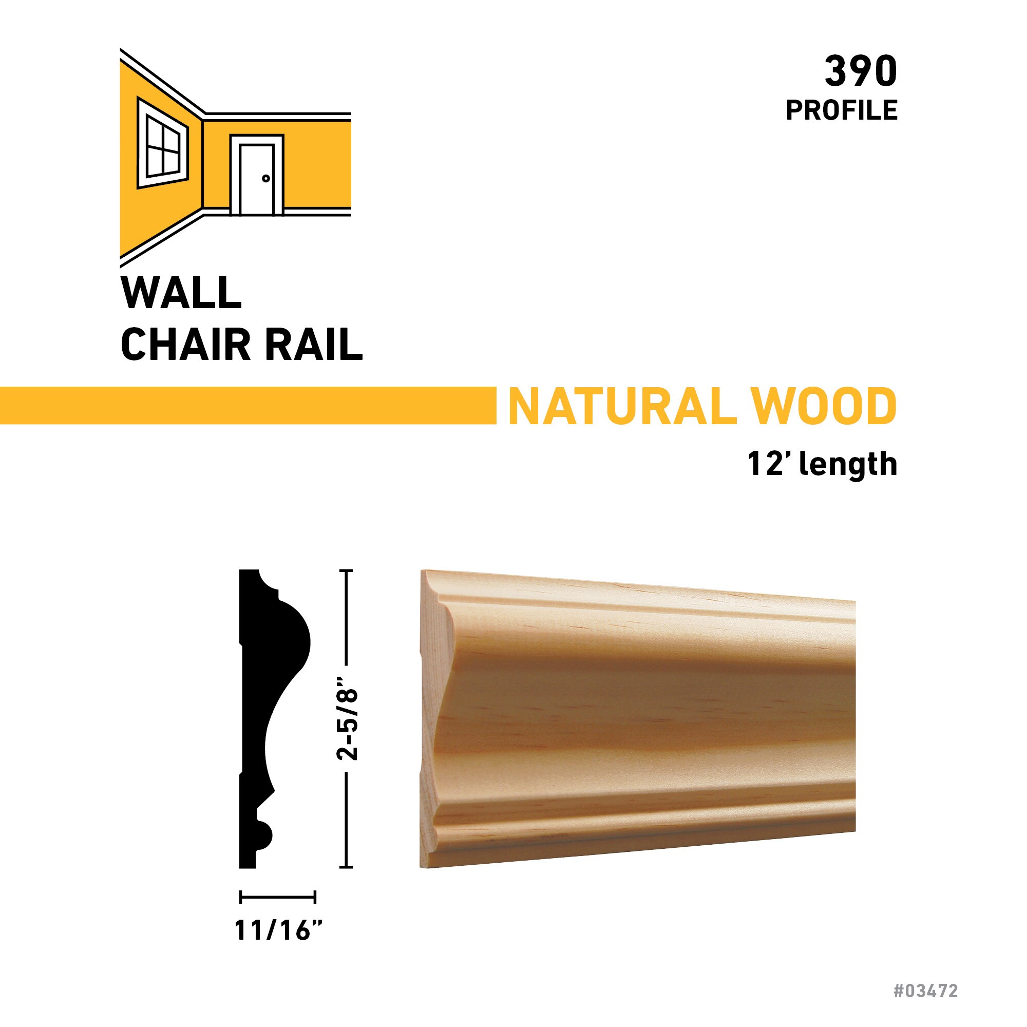 RELIABILT 39012PINE Chair-Rail-Moulding - View #3