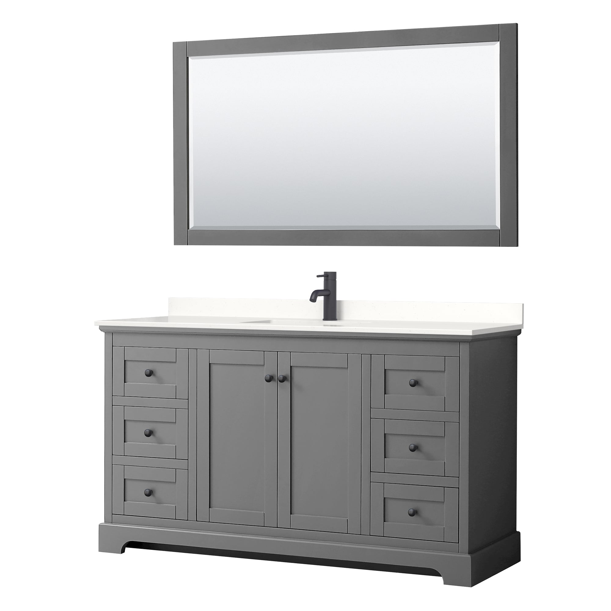 Wyndham Collection WCV232360SGBWQUNSM58 Avery 60-in Dark Gray Undermount Single Sink Bathroom Vanity with White Quartz Top (Mirror Included)