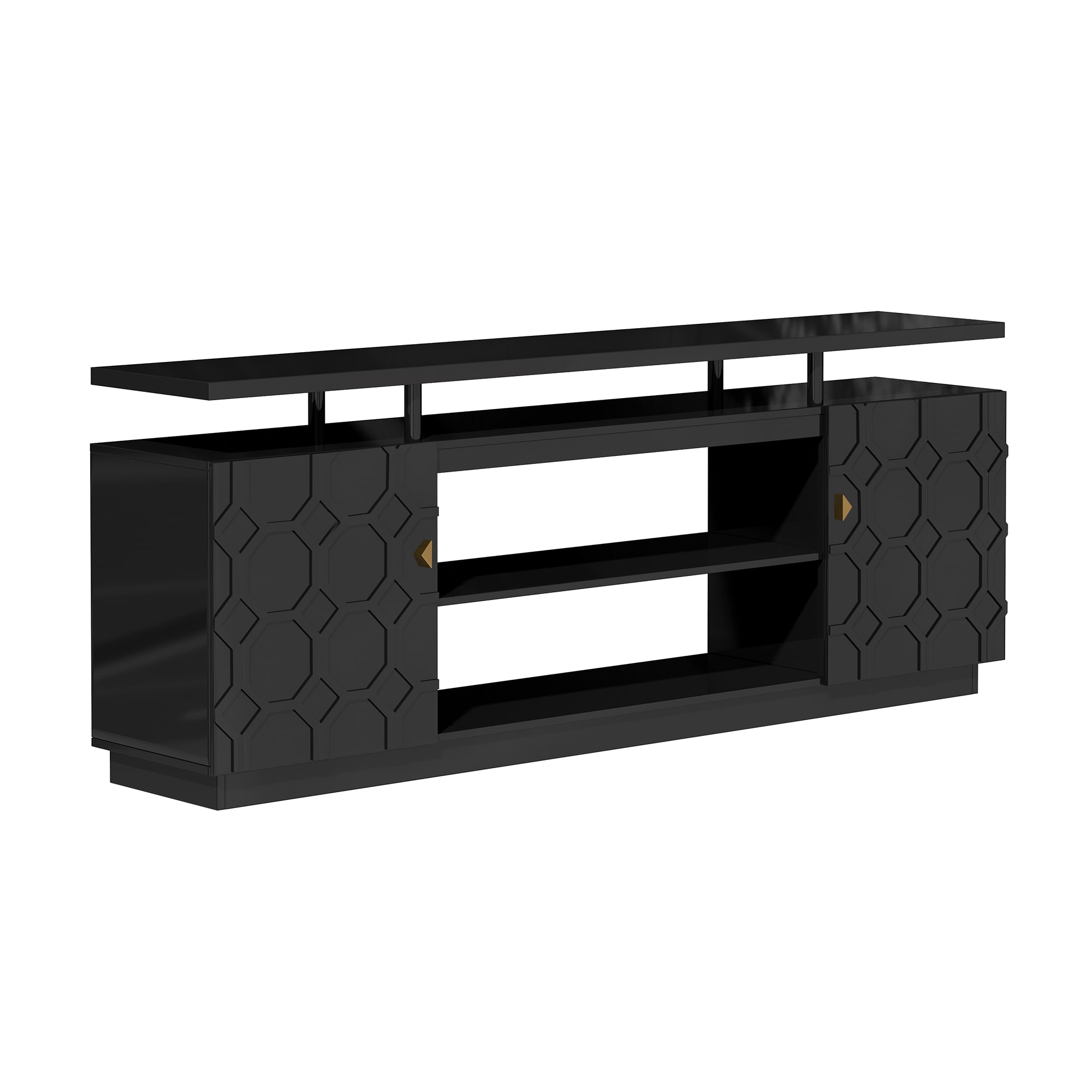 Clihome CL-TVLD36-BK Modern/Contemporary Black TV stand ( Accommodates TVs more than 70-in )