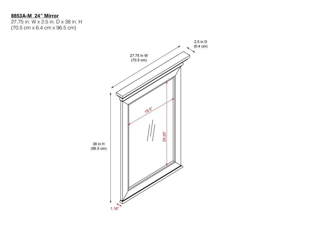 Dorel Living Tehila 27.75-in x 38-in White Bathroom Vanity Mirror at ...