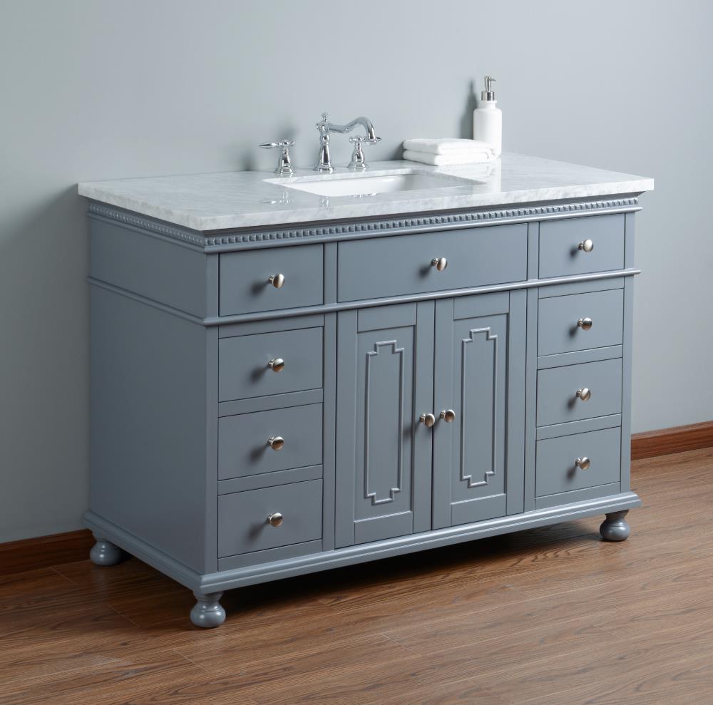 Stufurhome 48-in Gray Undermount Single Sink Bathroom Vanity with ...