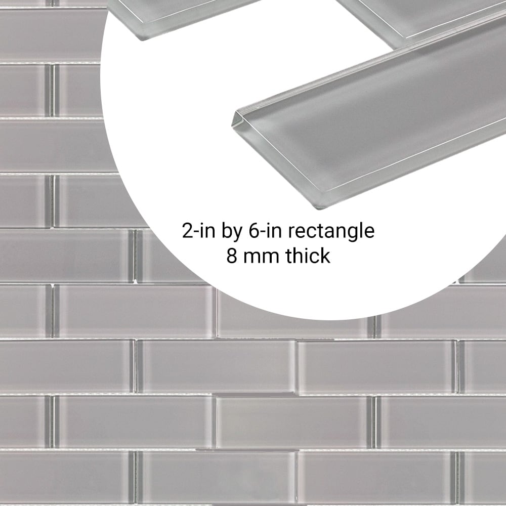 Elida Ceramica Grey 12 In X 12 In Glossy Glass Brick Subway Wall Tile 0955 Sq Ft Piece 4542