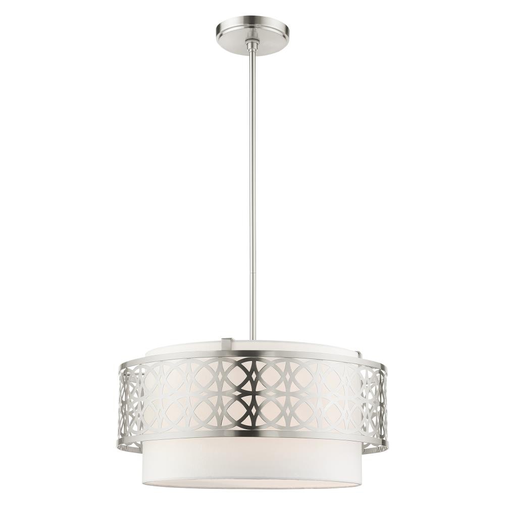 Livex Lighting 49865-91 Calinda 4 -Light Brushed Nickel Transitional For Use in Bathrooms, Bedrooms, Dining Rooms, Foyers, Kitchens, Living Rooms Chandelier